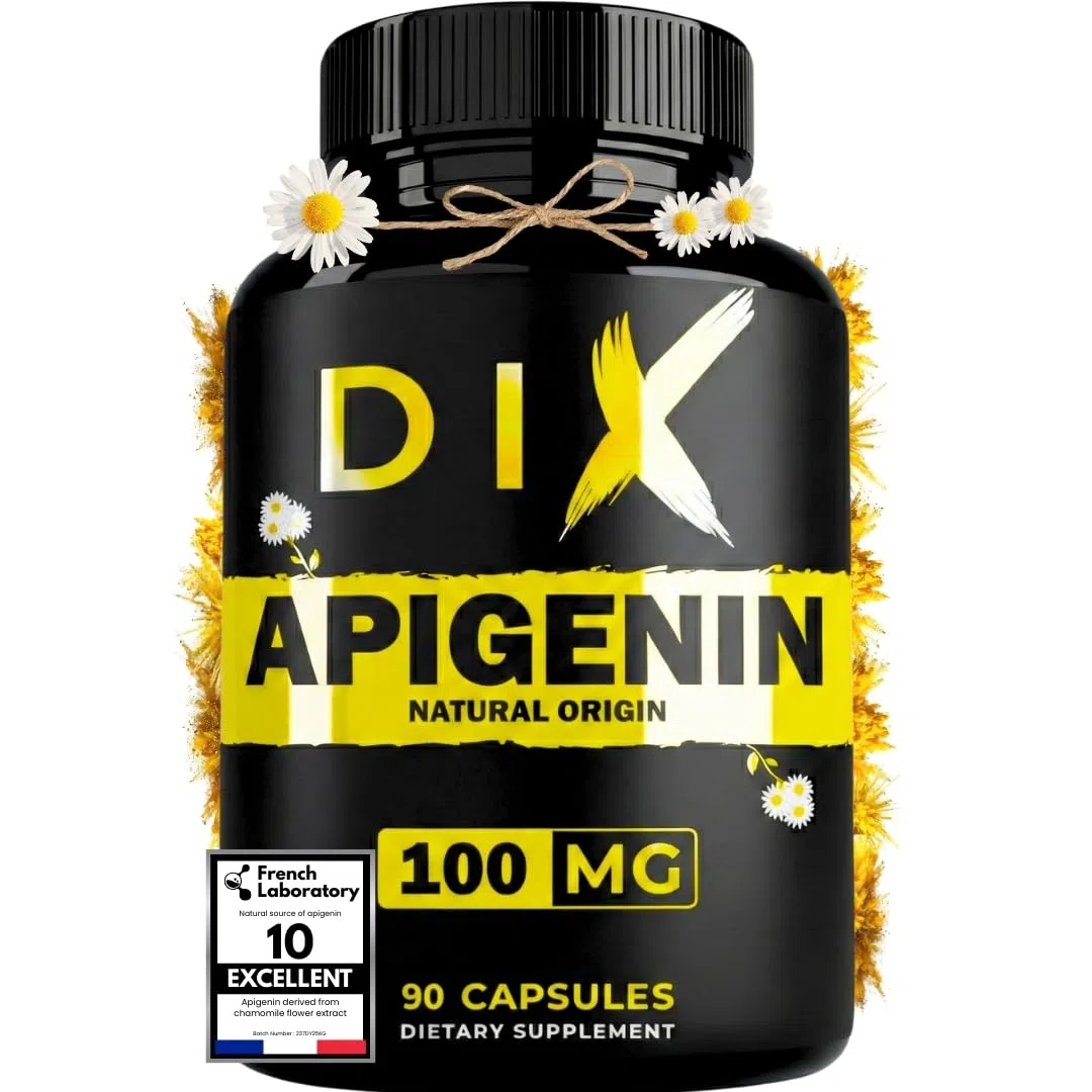 Apigénine Pure ✦ Extrait de Camomille ✦ Relaxation & Sommeil Réparateur ✦ Antioxydant & Longévité ✦ Boost le NAD+ ✦ 100% Naturel & Sans Additifs ✦ Société Française ✦