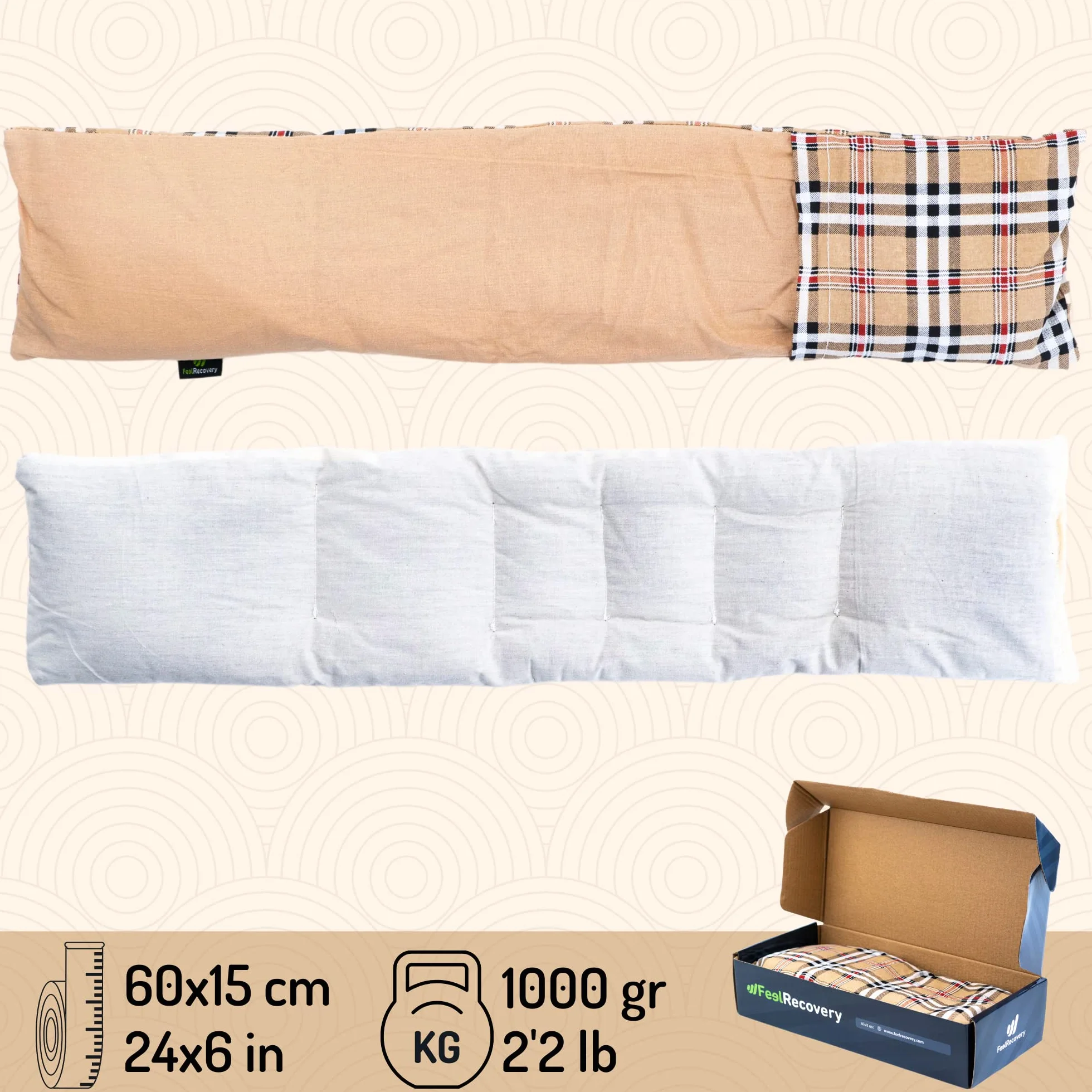 Coussin Chauffant Micro-onde pour le Cou - Bouillotte Sèche Epaule et Nuque (60x15 cm) - Compresse Chauffante de Graines de Lin Aromatiques - Housse Lavable, 100% Coton et Odeur de Lavande