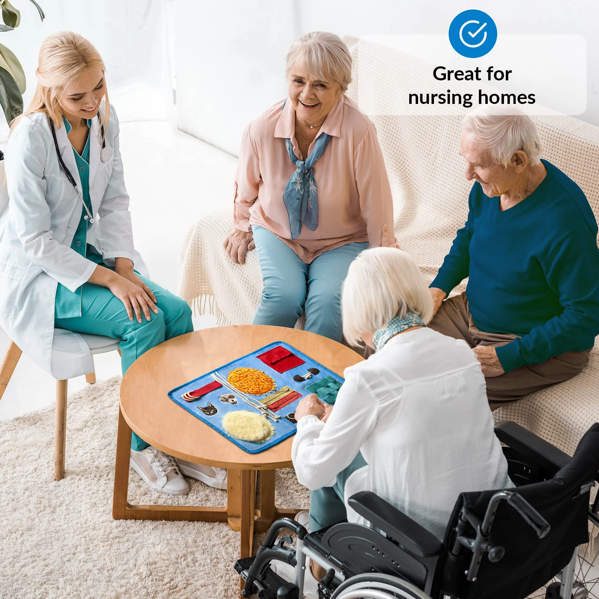 Couverture Sensorielle Démence | Activités Calmantes Pour Personnes Agées | Produits Pour Personnes Agées Démentes | Fidget Blanket | Aide Pour Maladie d'Alzheimer, Démence, Syndrome d'Asperger