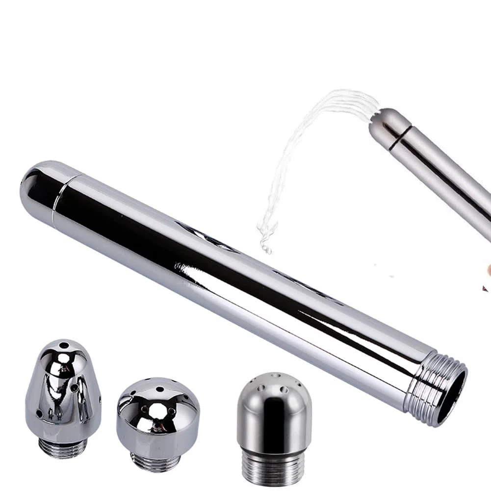 Douche Enema Douche pièces jointes en aluminium 3 Pomme de douche d'eau Buse anal rincer vaginal kit de nettoyage Cleaner + velours Sac de transport