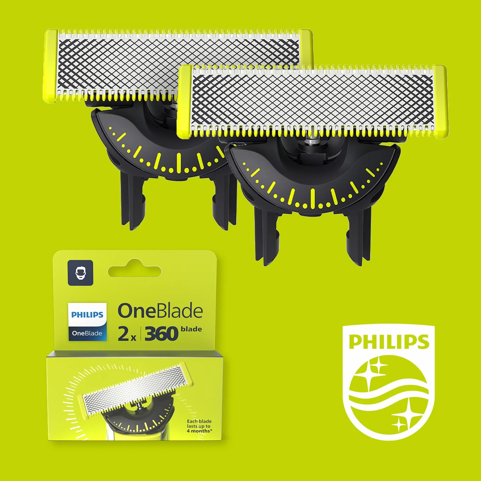 Philips OneBlade Original 360 lames, pour tous les modèles OneBlade et OneBlade Pro, 2 pièces (modèle QP420/60)