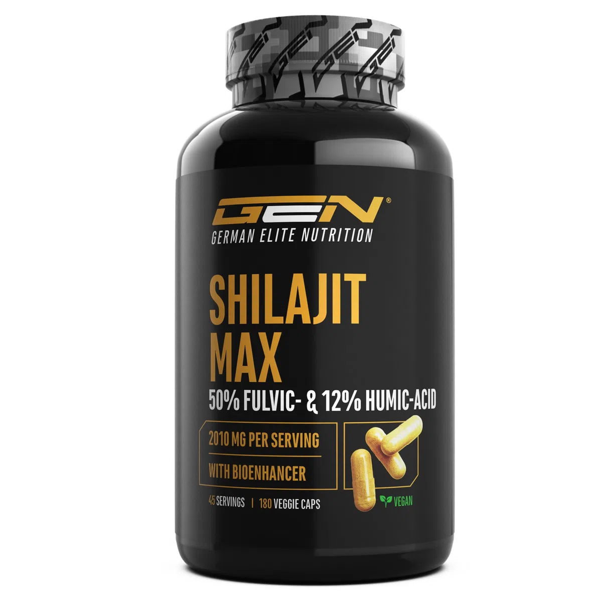 Mumijo Shilajit Max -180 capsules - Extrait Fort : 2000 mg par Portion Journalière - 50% Acide Fulvique + 12% Acide Humique + Bioenhancer - Extrait Original de l'Himalaya 10:1 - Vegan