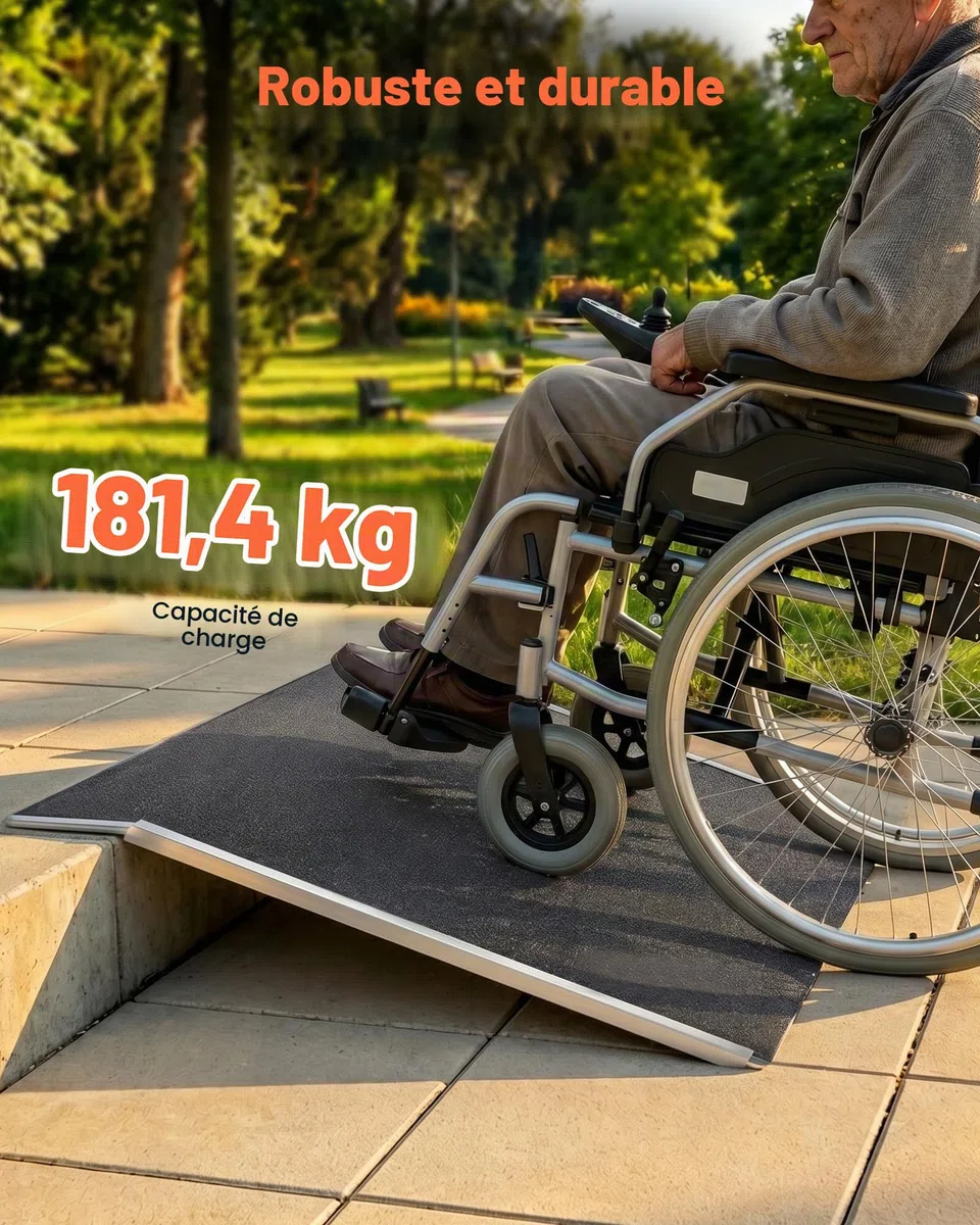 VEVOR Rampe de Seuil 810x390 mm, Rampe de Chargement en Aluminium Antidérapante pour Fauteuil Roulant, Charge 181,4 kg, pour Seuil de Porte, Trottoirs, Marches, Déambulateurs, Chariots et Scooters