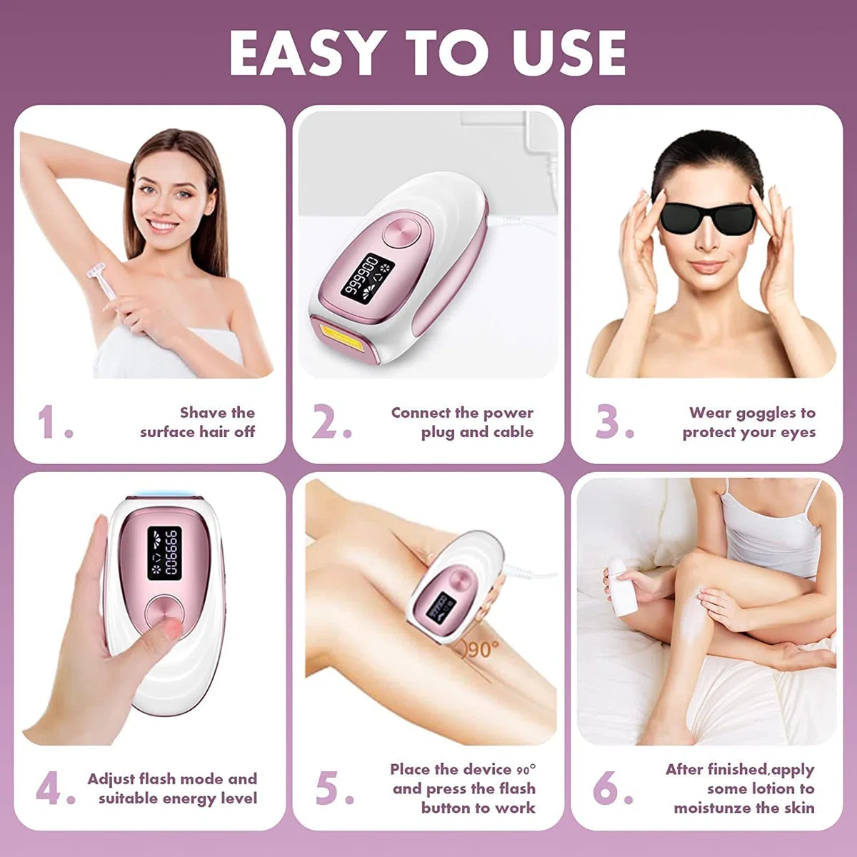 AMINZER Épilateur Lumière Pulsée de Glace, Épilateur Laser Definitive avec 999,900 Flashes, 2 Modes et 5 Niveaux D'énergie IPL Épilateur pour Femme et Homme, Visage, Corps, Bikini, Aisselles