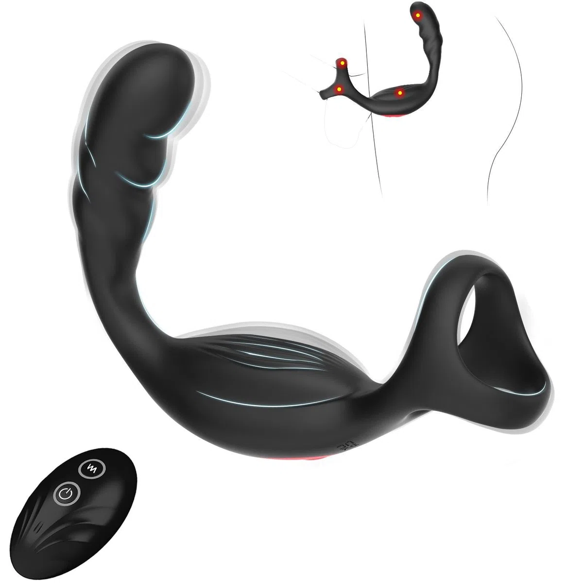 Masseur de Prostate Jouet Sexuel Anal, Vibromasseurs Anales, Vibrateur pour Pénis avec Anneau Pénien & Télécommande, Plugs Anals Vibrants-Jouet pour Adulte pour Homme (4 EN 1)