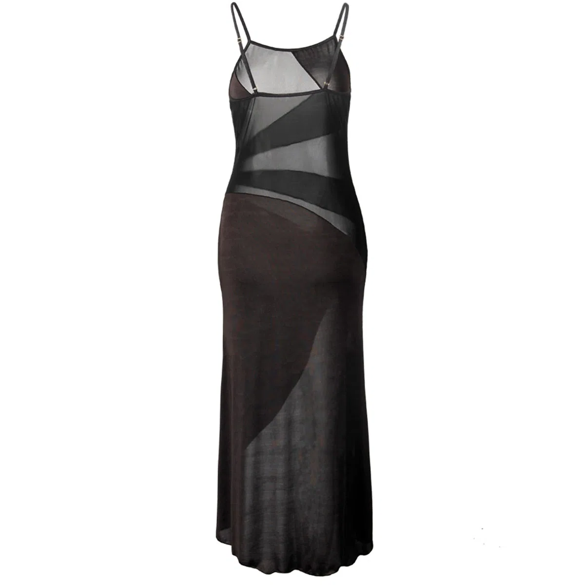 Robe longue sexy pour femme - Élégante - Fine - En maille - Avec fente haute - Sexy - Spaghetti - Chemise de nuit pour femme - Élégante perspective - Nuisette érotique - Effet mouillé - En maille
