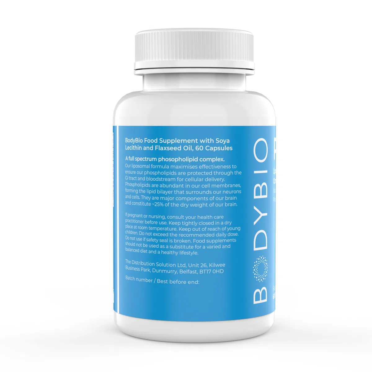 BodyBio PC - Complexe de Phospholipides avec Phosphatidylserine - Clarté Mentale, Memoire et Concentration - Complement Alimentaire Cerveau et Détox Douce - 60 Gélules