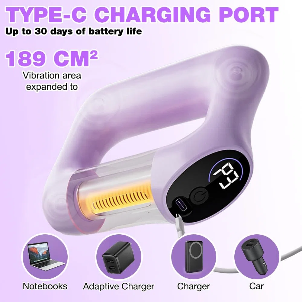 Anneau de Fascia Multifonctionnel, Anneau Minceur Taille, Chargé de USB, Anneau Masseur avec 5 Forces Réglables Bras, Appareil de Massage du Ventre pour Jambes etc
