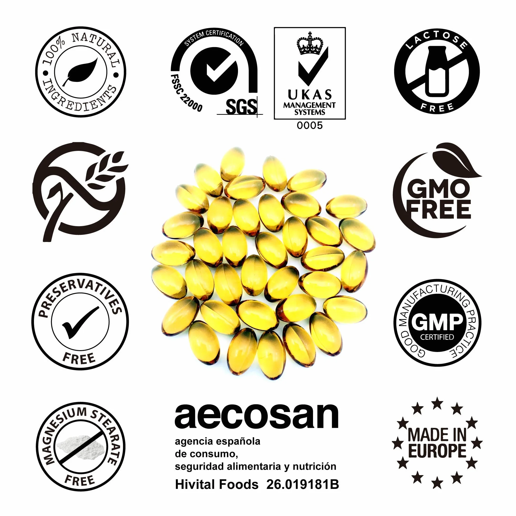 Huile d'Origan 300 mg. 150 capsules pour 5 mois. Avec de l'huile d'olive extra vierge, 70% de carvacrol et 2,5% de thymol par capsule. 100% naturel, sans gluten, sans OGM. Fabriqué par Hivital
