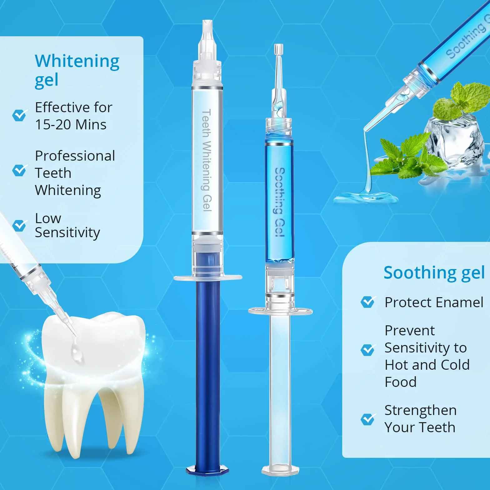 Kit Blanchiment Dentaire - Bledras Dents Blanches Professionnel avec 12 Gel Blanchiment, 3 Gel Apaisant, Plateau Dent- Soins Dentaires à Domicile en 20 Minutes (Set A)