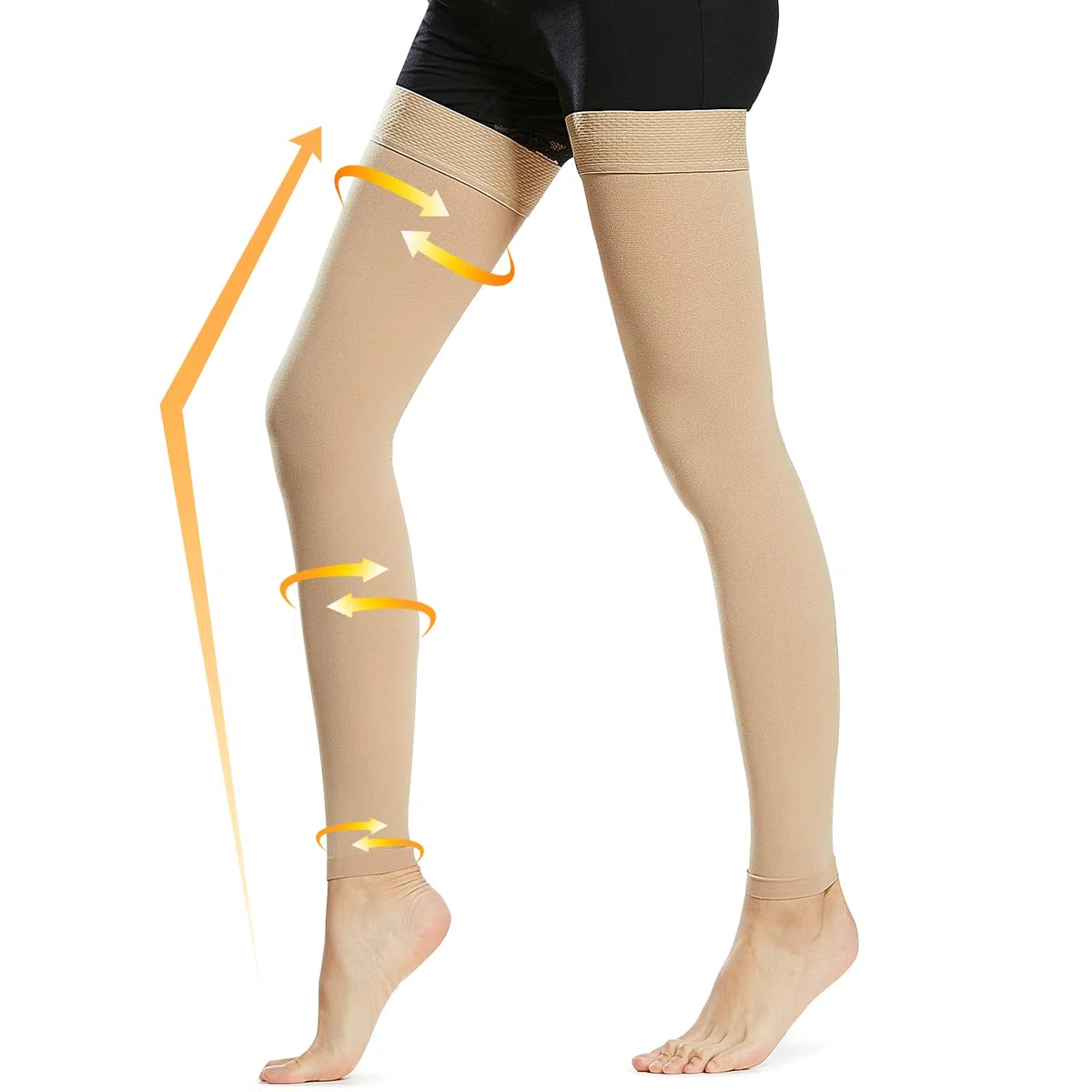 beister Chaussettes de compression médicales 15-20 mmHg pour homme et femme - Chaussettes de compression sans pied avec bande en silicone - Bas de contention longue classe 1 pour varices, DVT, vol,