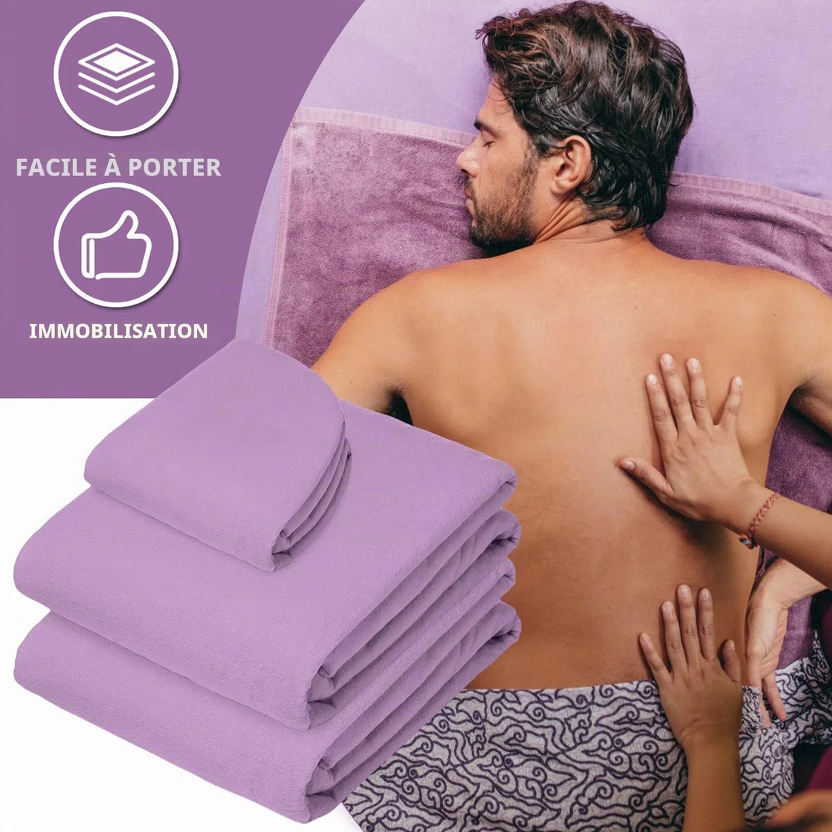 Lot de 3 lits de massage en microfibre, housse de couette pour le visage avec drap et drap-housse