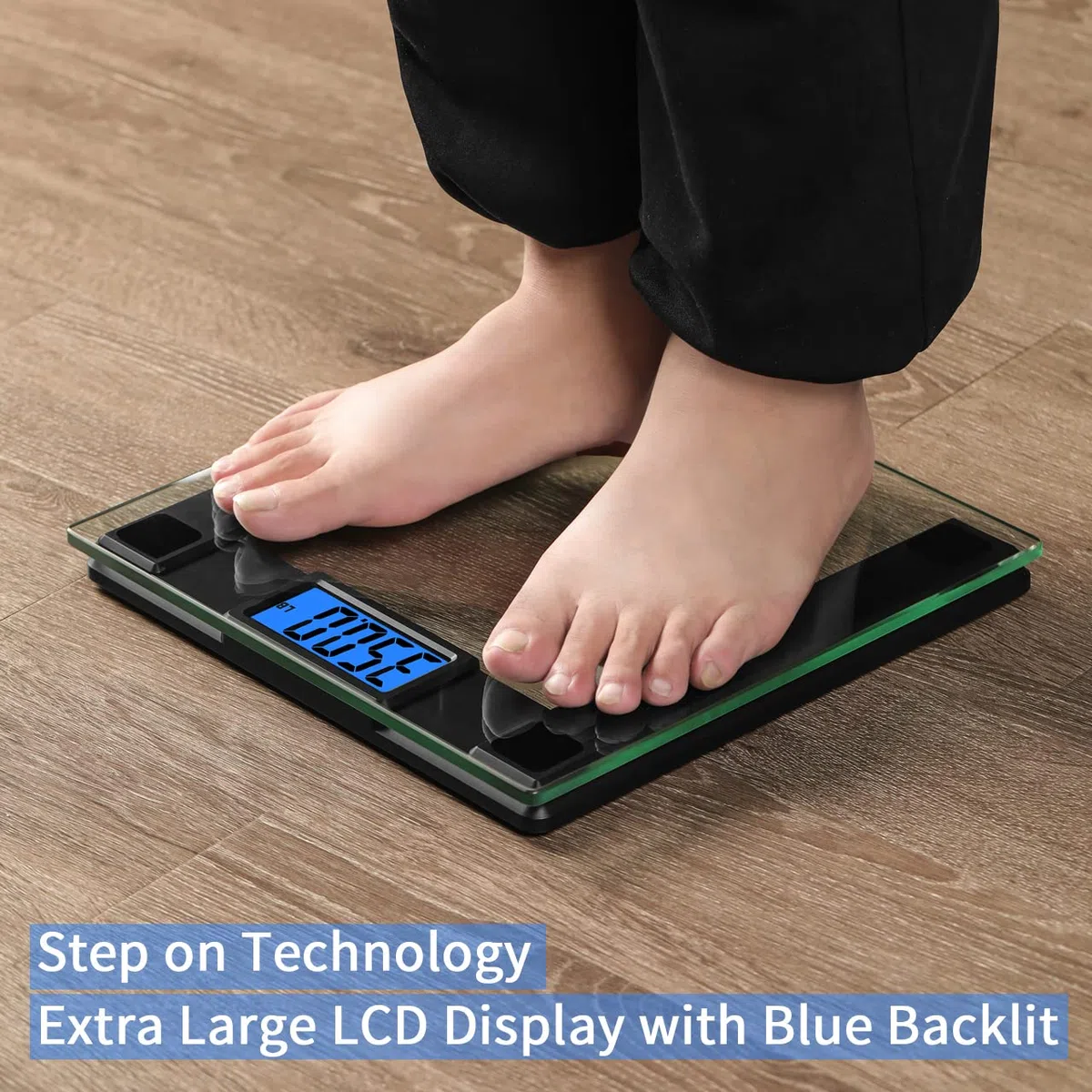 Vitafit 250kg Pèse-personne Électronique avec Poids et BMI , Balance Pese Personnes Connectée Bluetooth, 8mm En Verre Trempé avec Plate-Forme Extra-Large,Noir