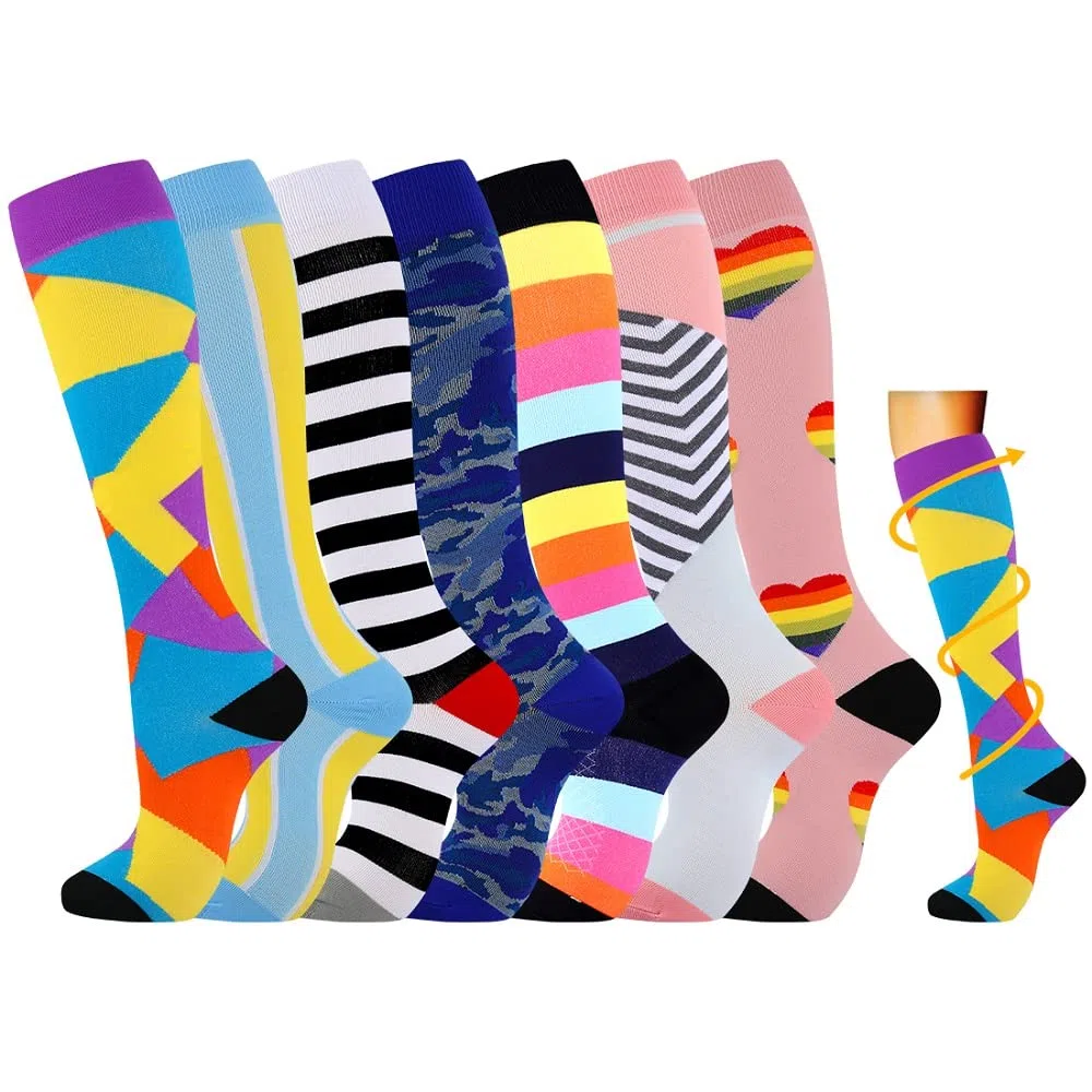 2/4/6/7 paires de chaussettes de compression pour hommes et femmes de 15 à 20 mm de titane sont les meilleurs articles sportifs et médicaux pour les infirmières de course, de vol et de voyage