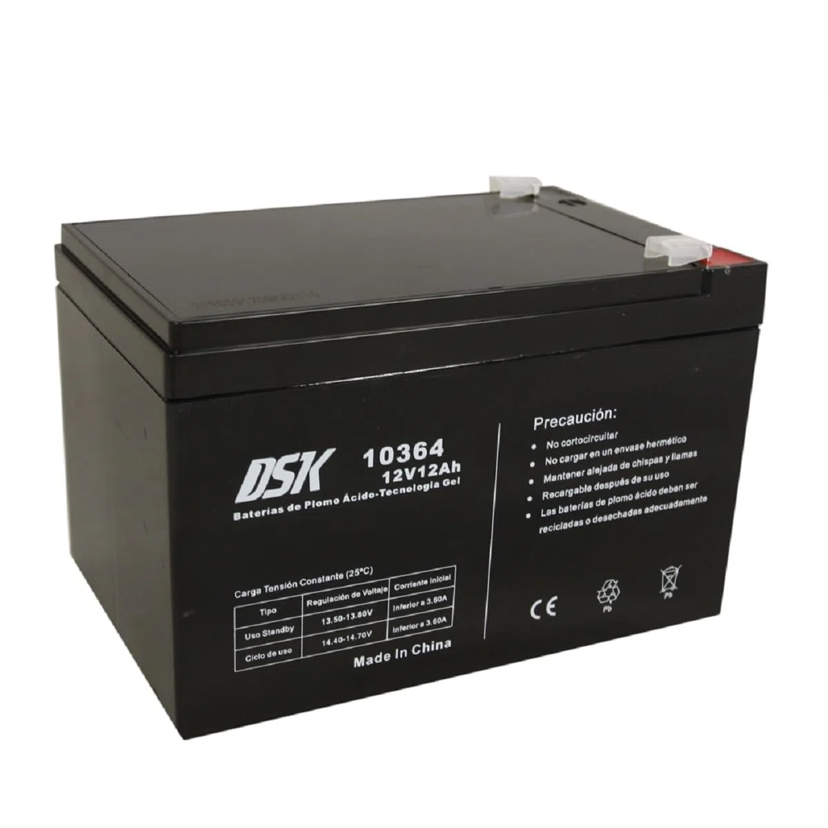 DSK 10364 - Batterie au plomb scellée AGM Gel 12V 12Ah. Idéal pour tout appareil de mobilité électrique. Prend en charge des cycles d'utilisation plus longs. S'il casse, le gel ne se renverse pas.
