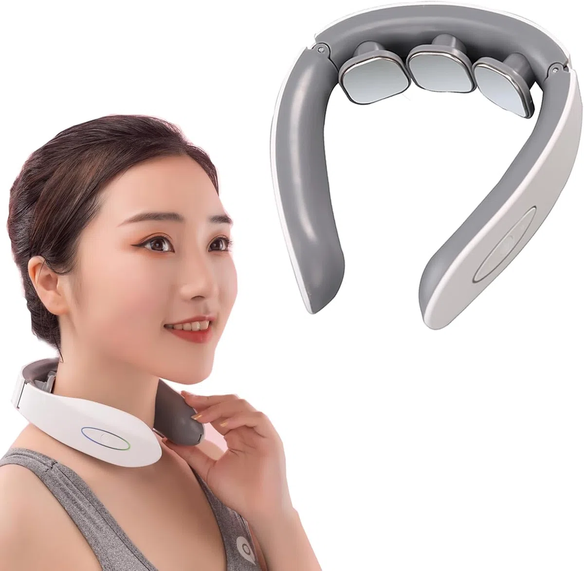 Masseur Cervical Portable, Chaleur 42°C, 5 Modes 9 Intensités, Appareil Massage Électrique Cou Nuque Épaules, pour Maison Bureau Voyage