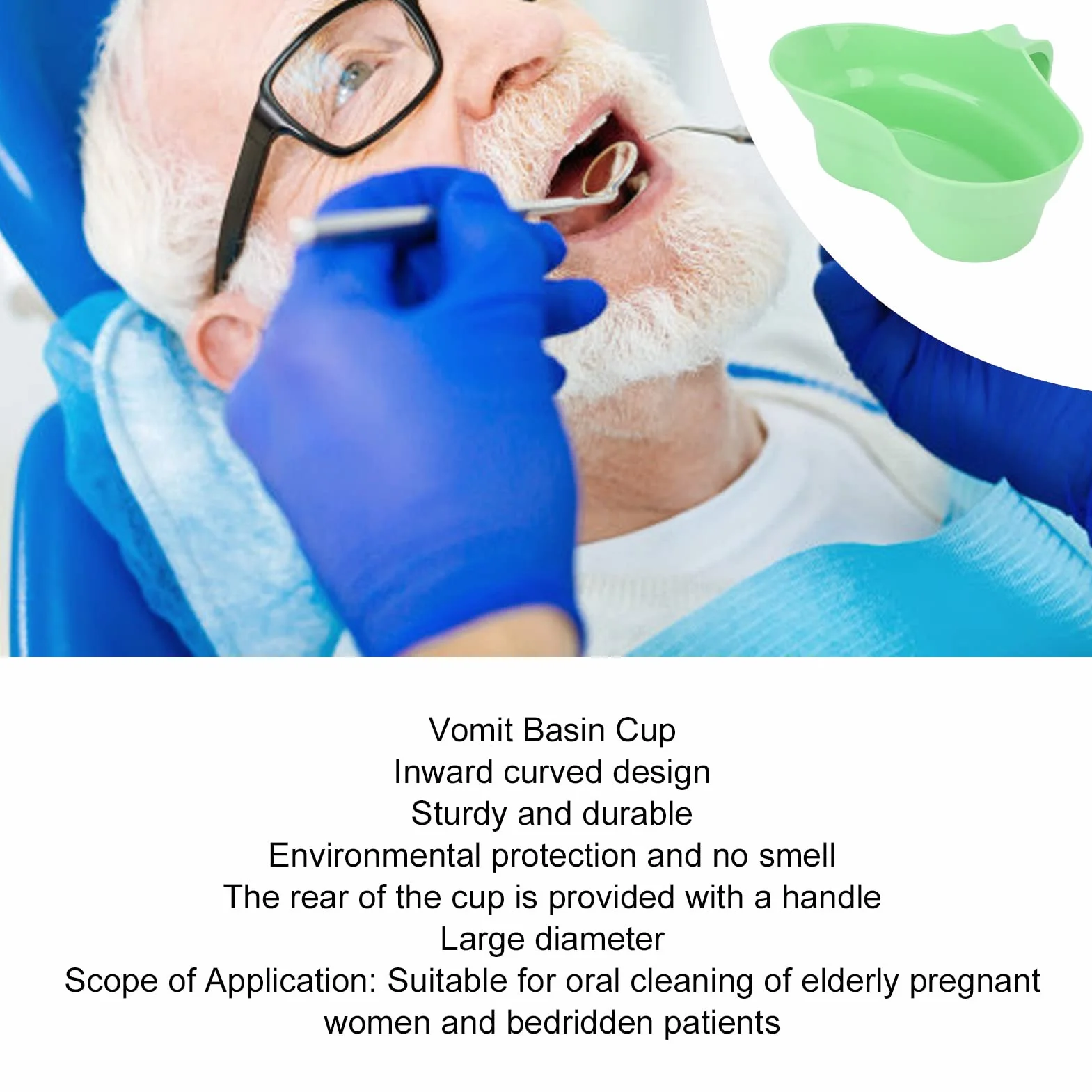 Yosoo Health Gear Bassin Vomi Forme Rein Plastique, Plateau Gobelet Patient Alité, Ergonomique Poignée Hôpital