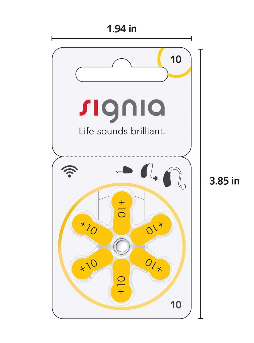 Signia Lot de 60 piles auditives 1,45 V Taille 10, Pile 312 : alimentation longue durée pour votre appareil auditif