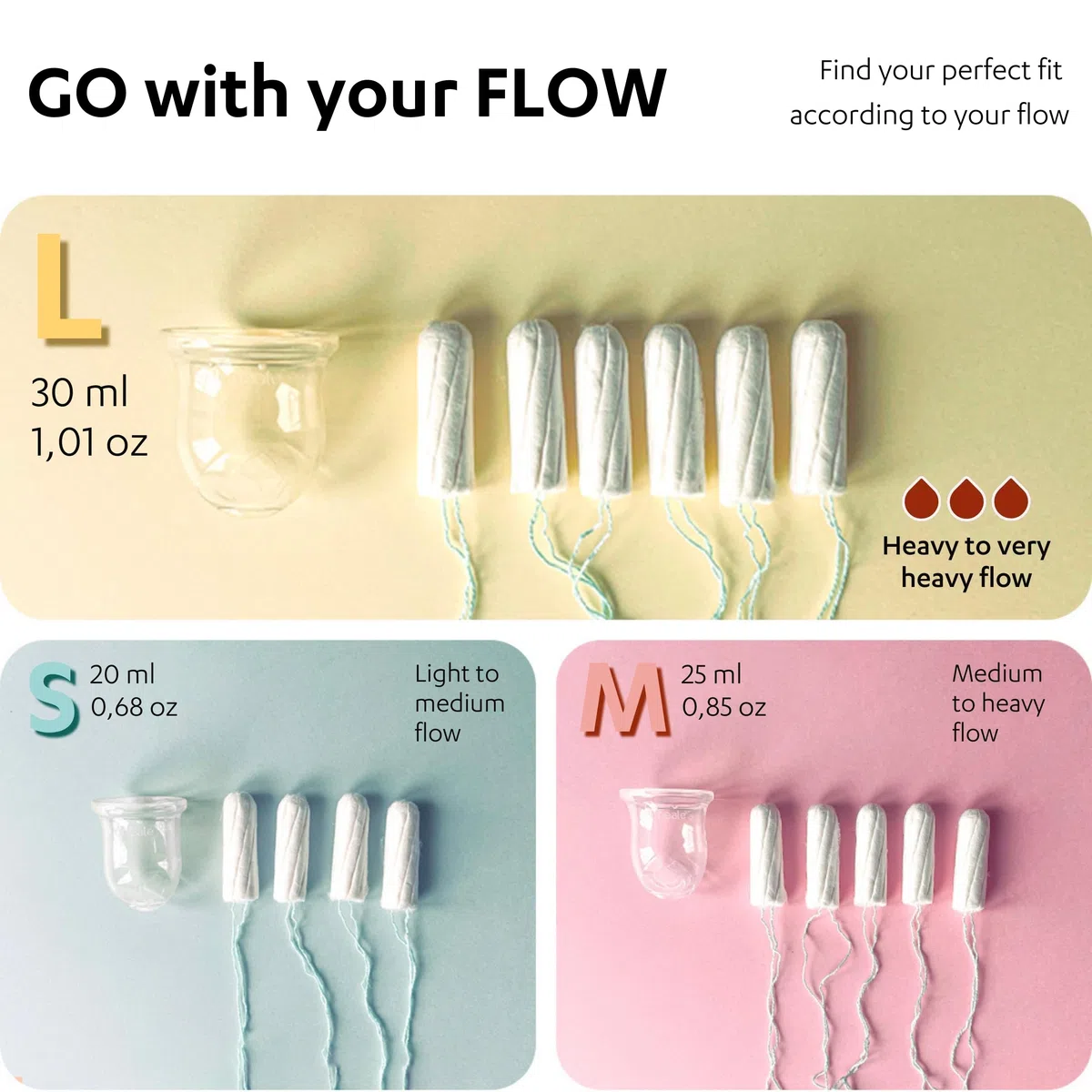 La Cup Luneale - cup menstruelle - design ergonomique exclusif créé avec des sages-femmes - fabrication française - 100% silicone médical platine (L - Flux fort/très fort)