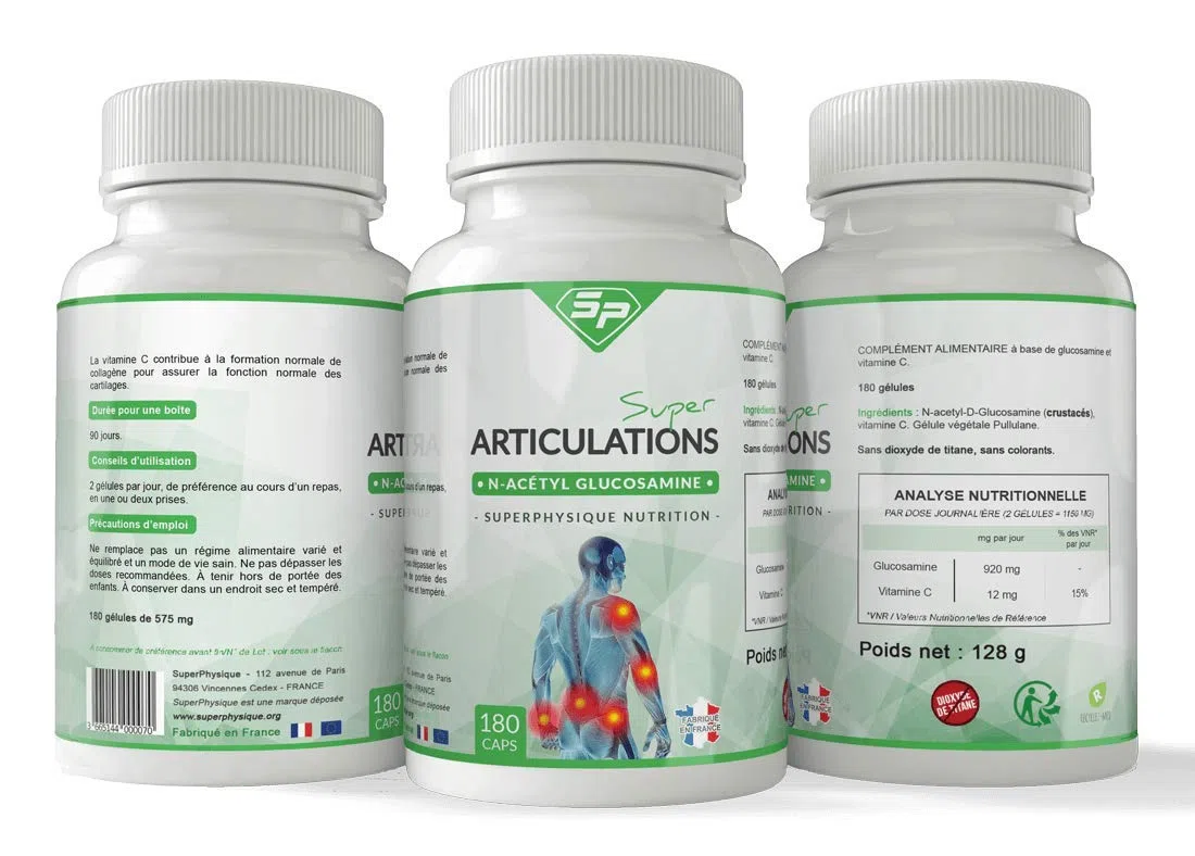 SUPER ARTICULATIONS contre les douleurs articulaires • 100% N-Acétyl-D-Glucosamine • PROUVÉ SCIENTIFIQUEMENT • Made in France • Pour 3 MOIS • SuperPhysique Nutrition