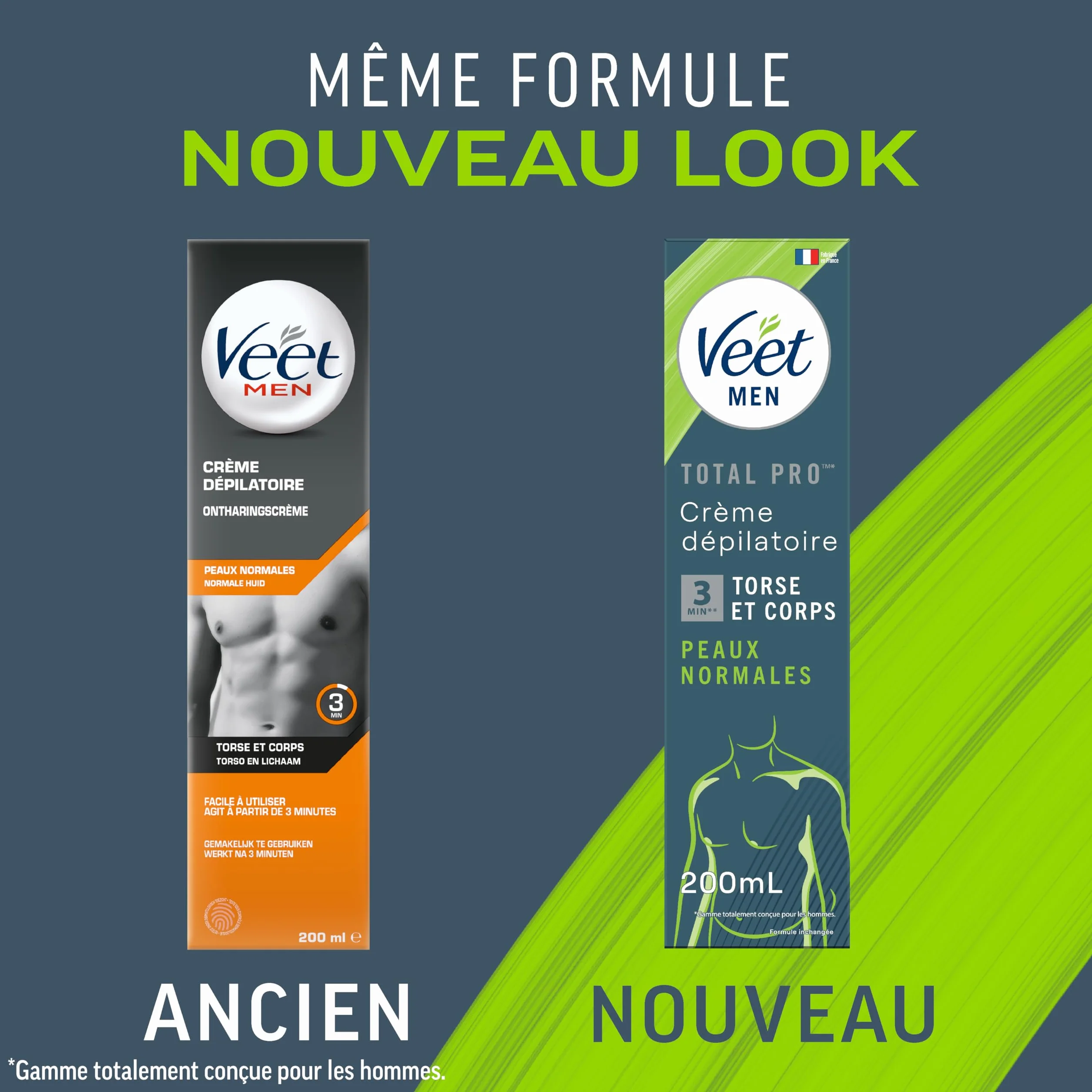 Veet Crème Dépilatoire Homme Peaux Normales - Lot de 3