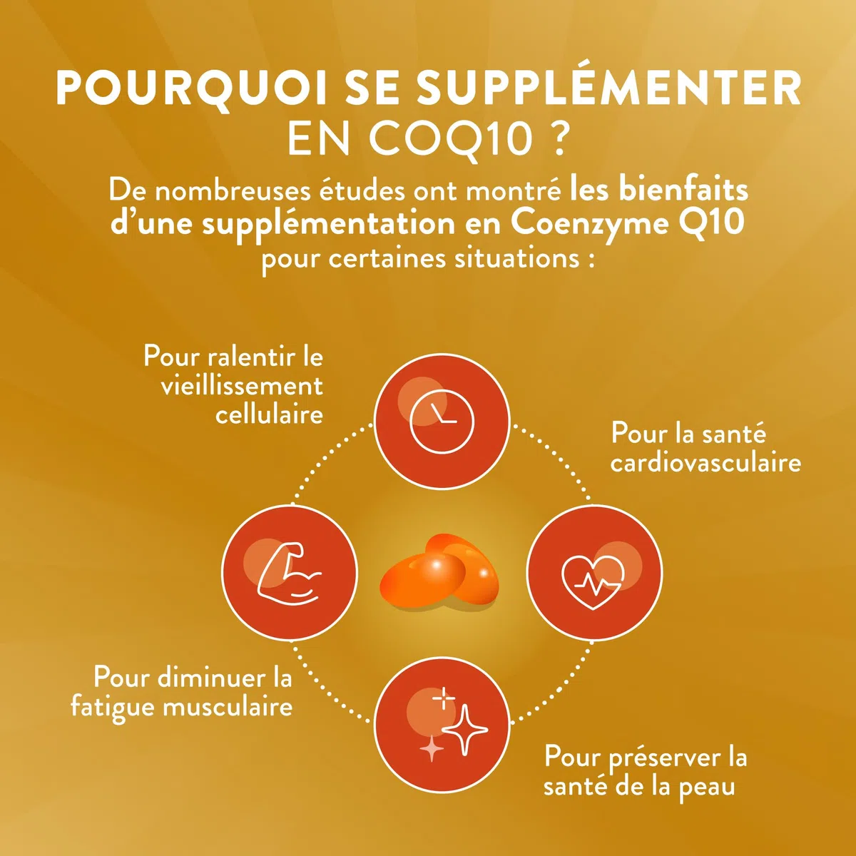 NUTRI & CO Coenzyme Q10 Ubiquinone 200mg + Vitamine C - Complément Alimentaire Peau Anti-Âge et Anti-Rides - Santé Cardiovasculaire - 120 Capsules Haute Absorption - Conditionné en France
