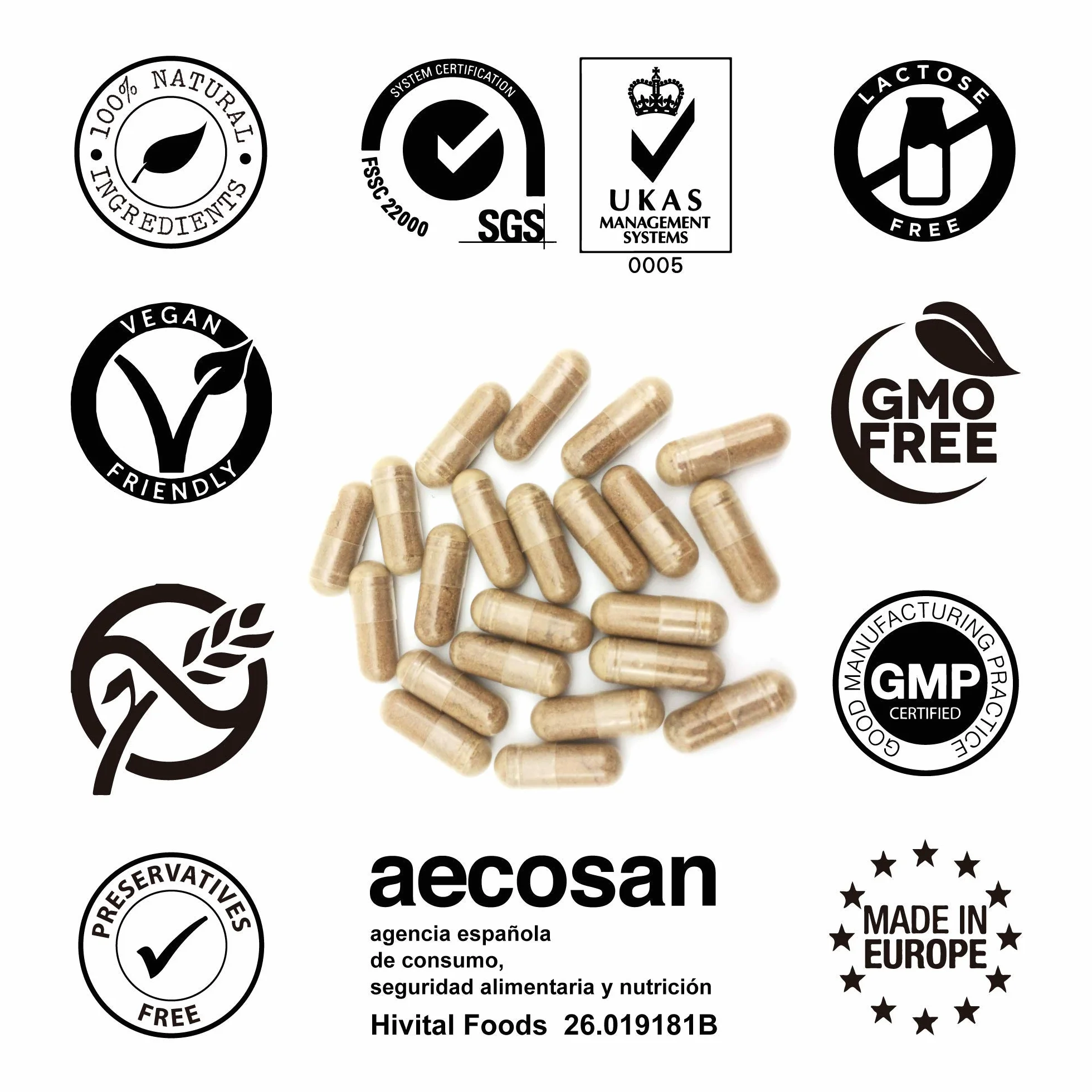 Astaxanthine pure 8 mg. 180 gélules végétaliennes pour 6 mois de traitement. Provenant de 160 mg d'Algues Naturelles Haematococcus Pluvialis à 5% en Astaxanthine. Fabriqué en Europe par HIVITAL