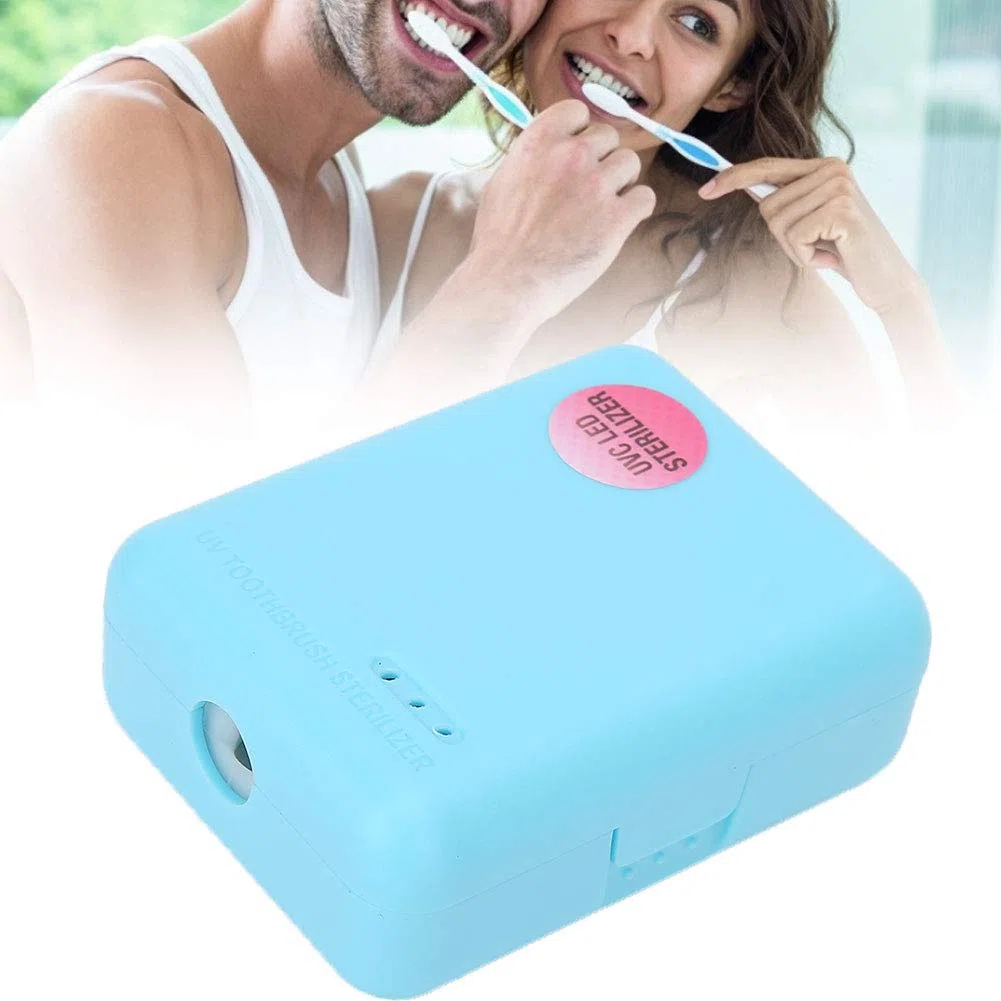 Désinfectant pour brosse à dents, support de brosse à dents, stérilisateur de tête de dentifrice, désinfectant, distributeur de brosse à dents UV pour support de brosse à dents [Bleu]