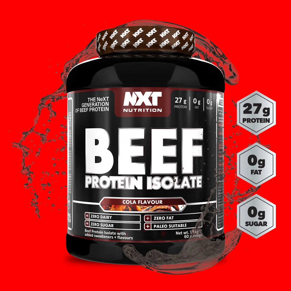 NXT Nutrition Beef Protein Isolate Powder - Protein Powder , Alternative to Whey Protein and Vegan Protein Powder , Halal , Lactose , Dairy , Gluten , and Soy Free - 1.8Kg Pineapple Blast