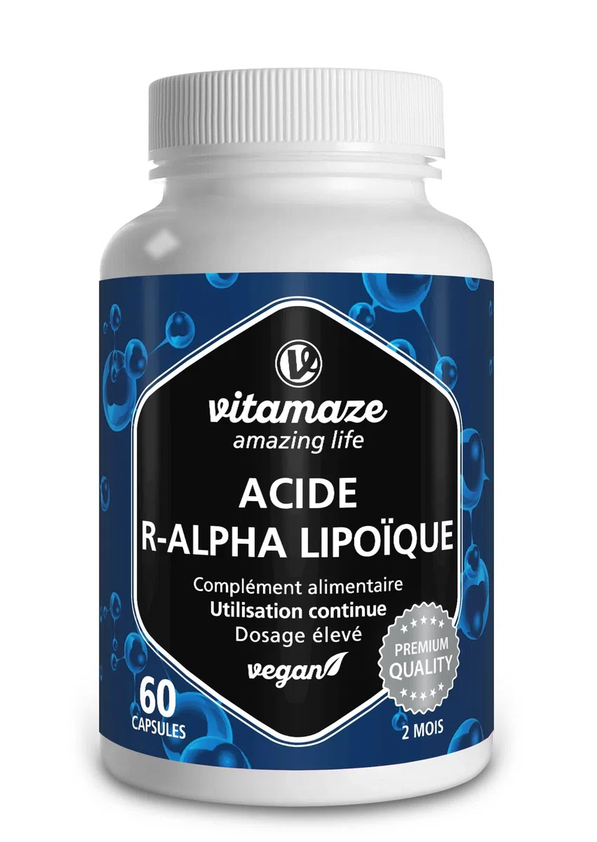 Acide Alpha-Lipoïque à Haute Dose, 200 mg par Capsule, Vegan, 60 Gelules pour 2 Mois, Forme Naturelle D'Acide Thioctique, Complément Alimentaire sans Additifs Inutiles