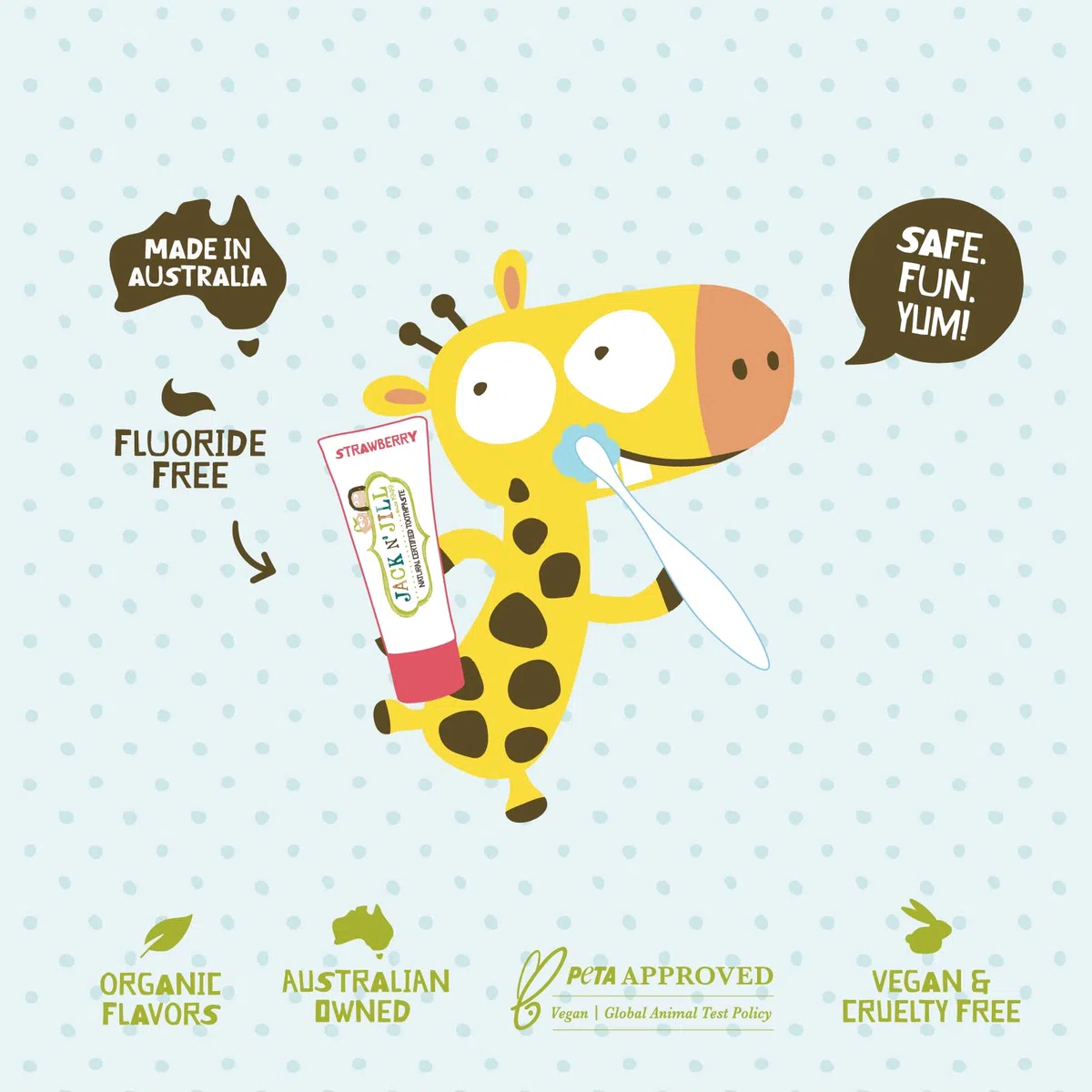 Jack N’Jill Dentifrice naturel Kids Sans Fluorure, Aide à apaiser les gencives, Dentifrice pour bébé, tout-petit et enfants 6 mois Plus Cassis et framboise Bundle 2 x 50g
