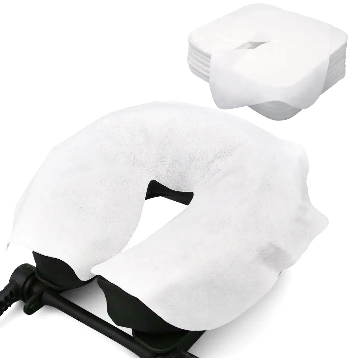 200pcs Protege Têtière pour Table de Massage, 36 x 27cm Coussin Jetable pour I'appui-tête de la Table de Massage Serviettes Jetables pour Fente Nasale