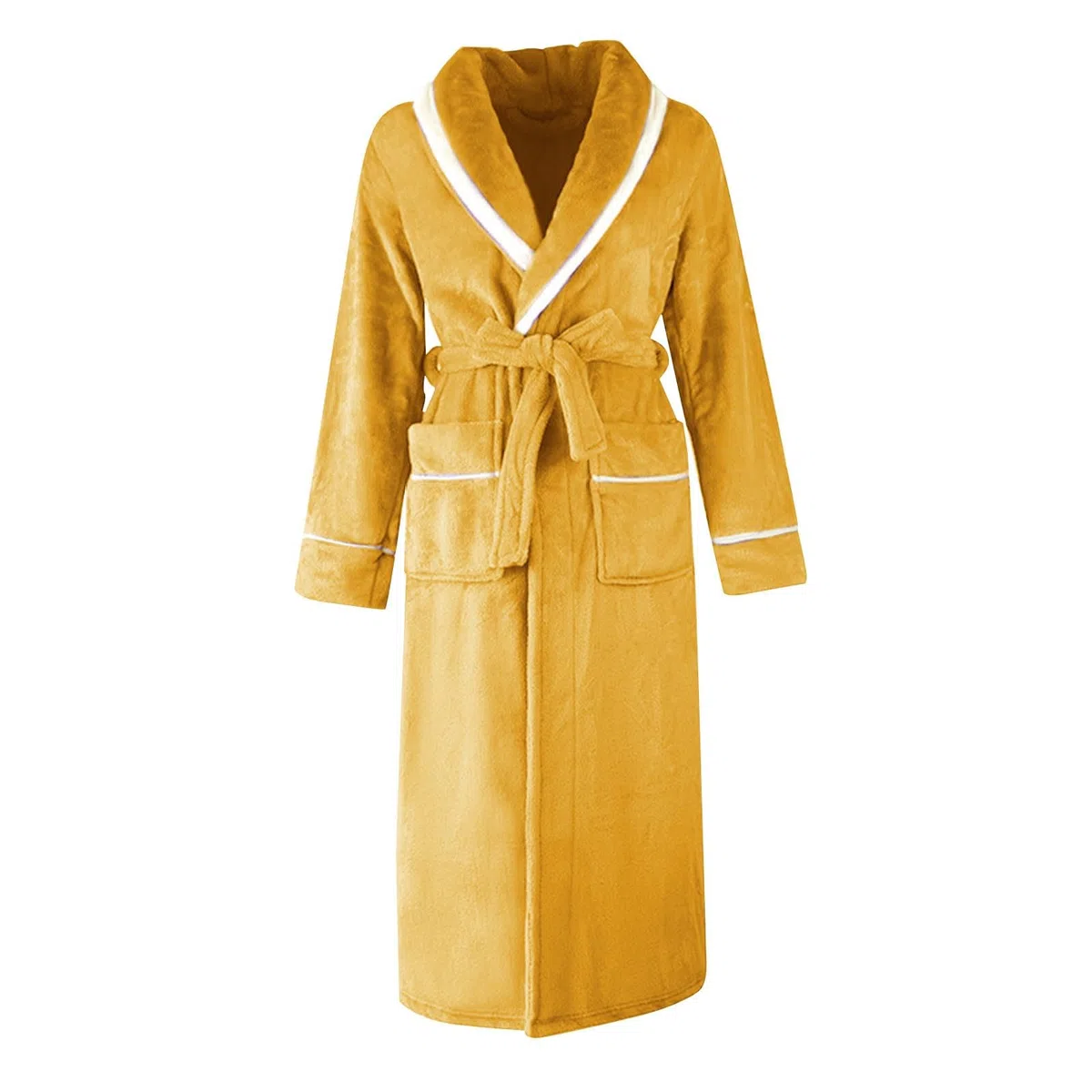 Peignoir De Bain Femme Homme Polaire Corail éPaissie, Chemise De Nuit Grande Taille à Manches Longues, Robe De Chambre avec Poches, Chaud Et Confortable VêTements De Nuit Automne Hiver