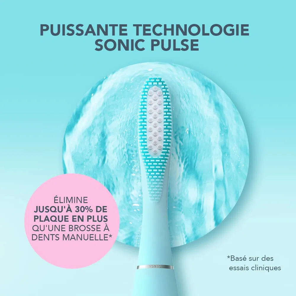 FOREO ISSA 3 la brosse à dents sonique ultra-hygiénique et rechargeable de FOREO poils en silicone et en polymère,tête de brosse d'une durée de 6 mois,16 intensités,365 utilisations par charge,Mint