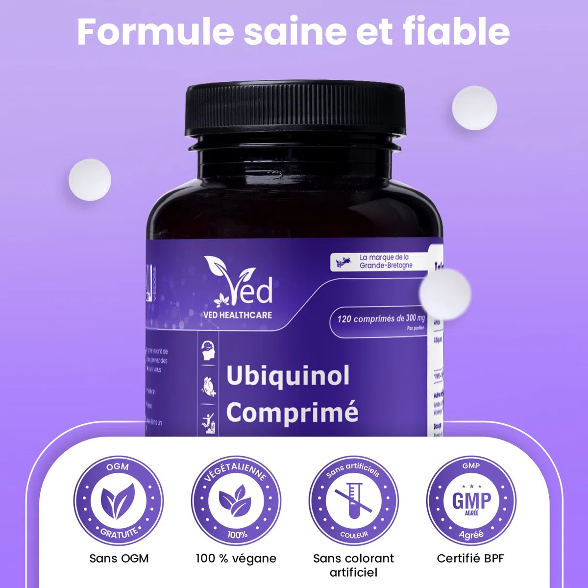 Avec l'ubiquinol | Forme active coq10 | Absorption élevée/Bioactivité améliorée, 300 mg 120 Tablets.