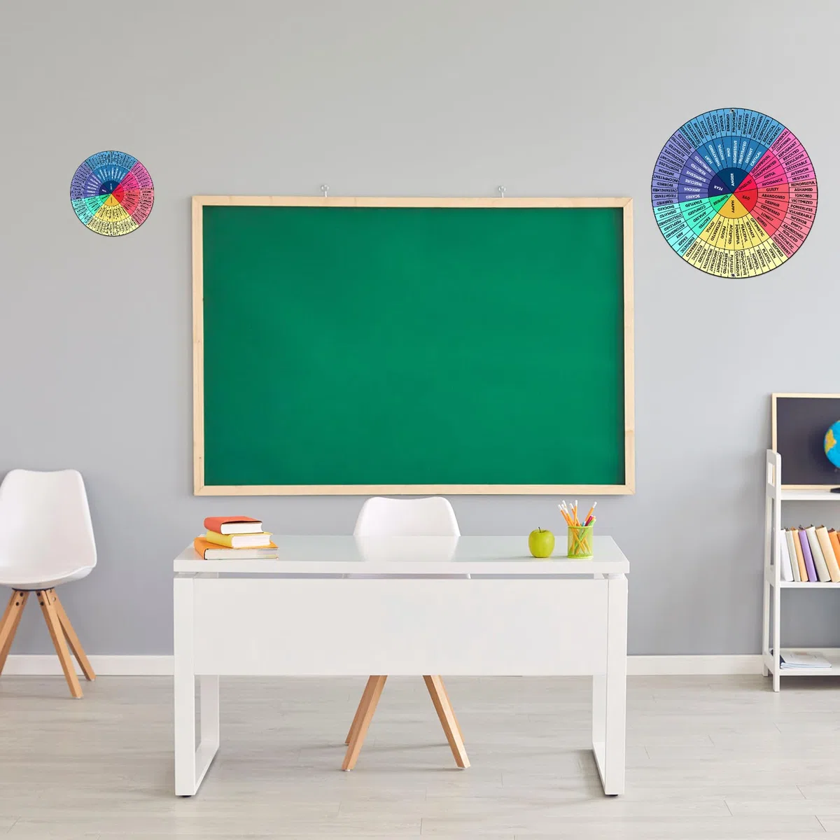 Feelings Wheel Lot de 2 roues rondes en aluminium pour thérapie d'humeur, émotions et émotions - Pour bureau, école, décoration murale, 30,5 cm