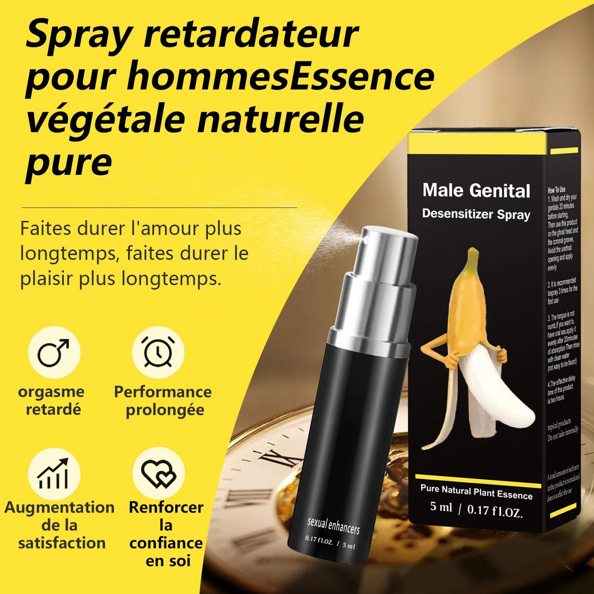 Huile de massage intime pour hommes spray désensibilisant retardateur pour améliorer le temps passé au lit par les hommes