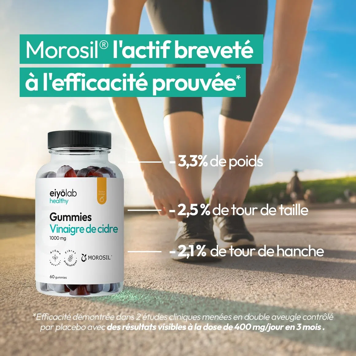 Gummies Morosil® - Vinaigre de Cidre | Digestion - Perte de Poids - Brûle Graisses | Vinaigre de cidre avec la "mère" | Morosil™ issu d’Orange Sanguine | Gummies Goût Orange | Sans Gélatine | Eiyolab