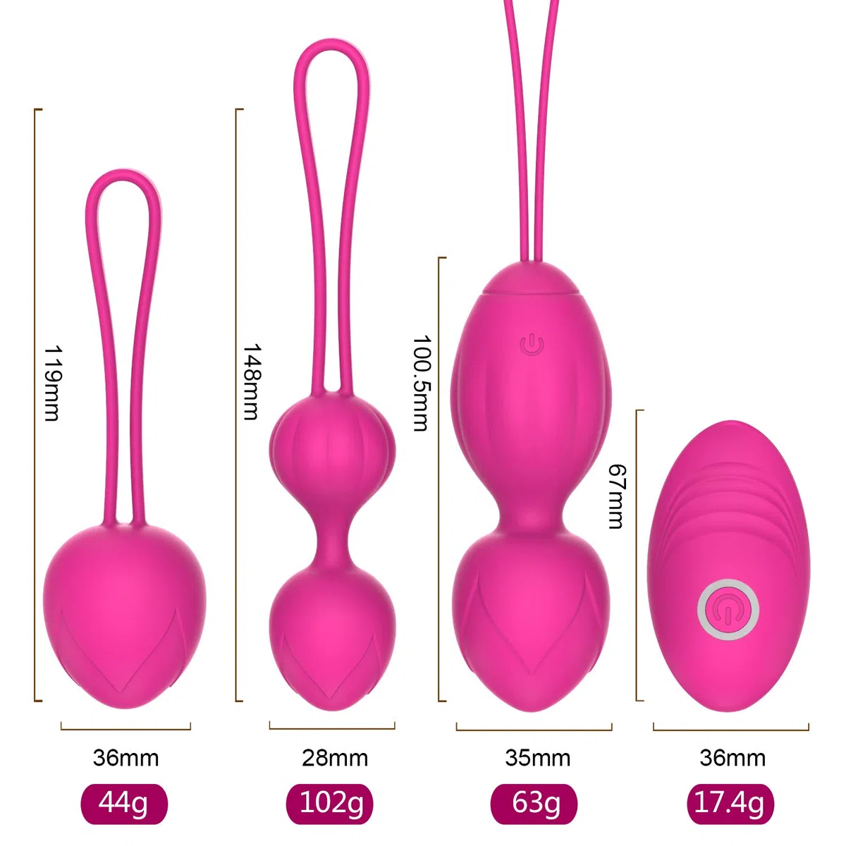 2 en 1 Poids et massages d'exercice Kegel Balls Débutants et resserrement - pour le contrôle de la vessie et les muscles du plancher pelvien (Rose)