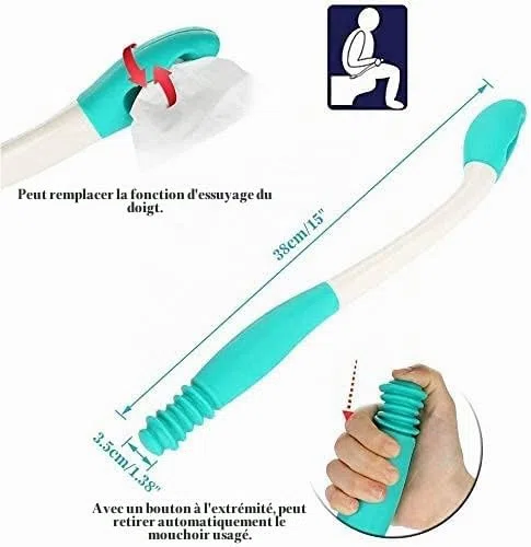 Aide à la Toilette Wipe Easy, Longue portée Comfort Wipe Poignée Range Comfort Porte-essuie-Glace inférieur