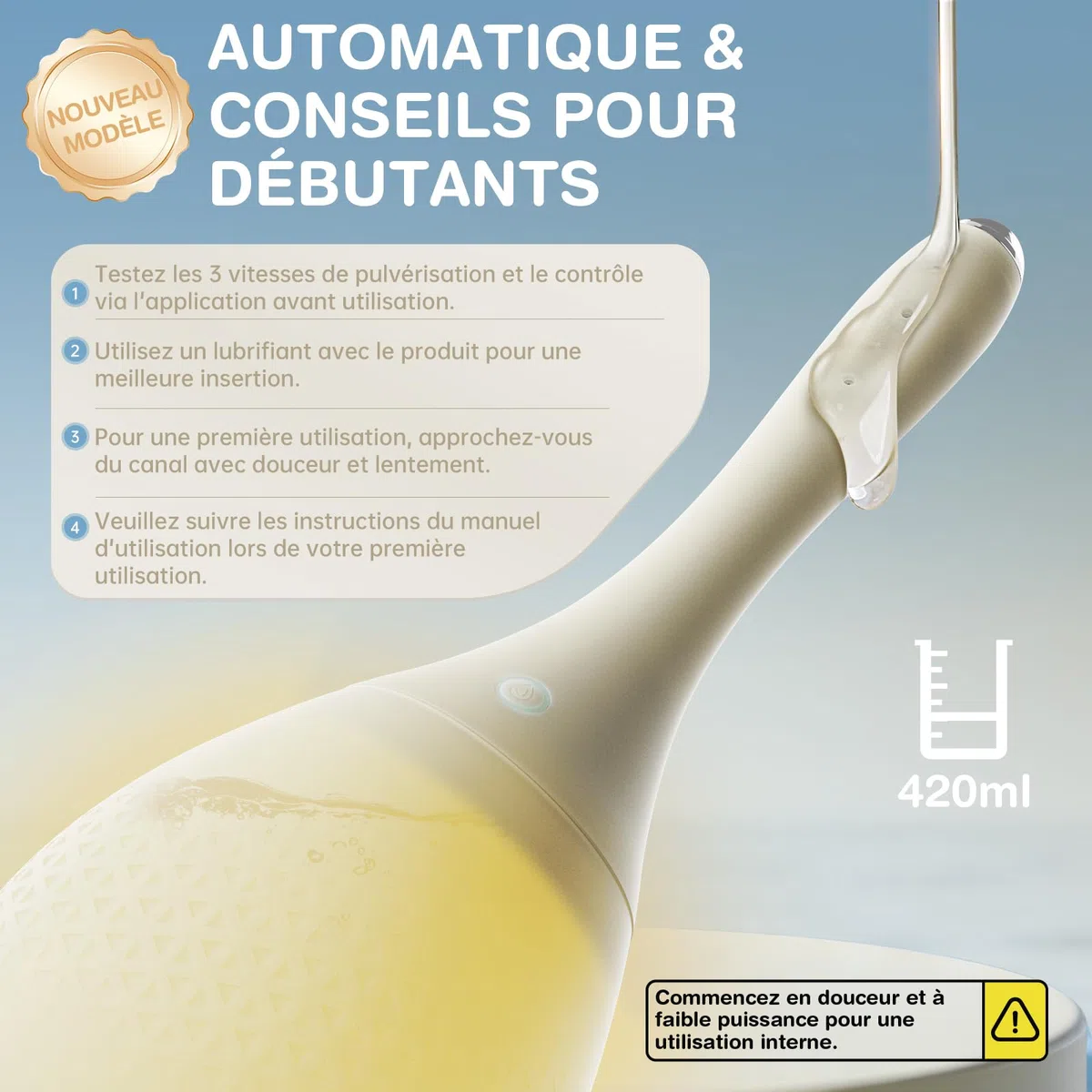 Douche Anale Poire à Lavement Automatique avec Caméra, 420ml Lavements électriques pour le Nettoyage du Côlon, Douches en Silicone Contrôle de APP Nettoyant
