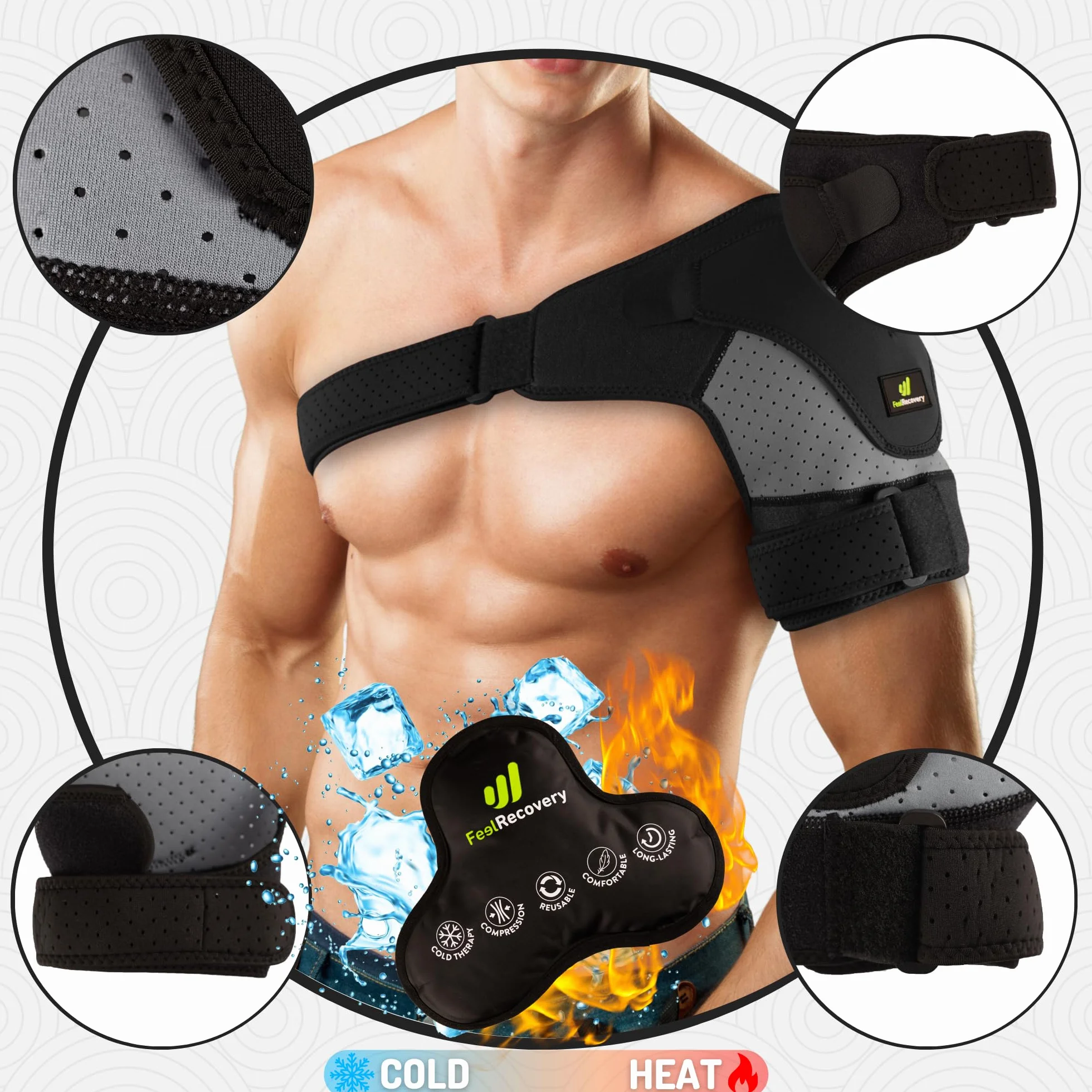 Épaulière de Maintien Sport Poche de Glace Chaud/Froid - Attelle Épaule Coiffe Rotateurs Homme/Femme - Orthèse d'Épaule Tendinite, Arthrose, Luxation - Manchon Compression Néoprène Bras Gauche/Droit