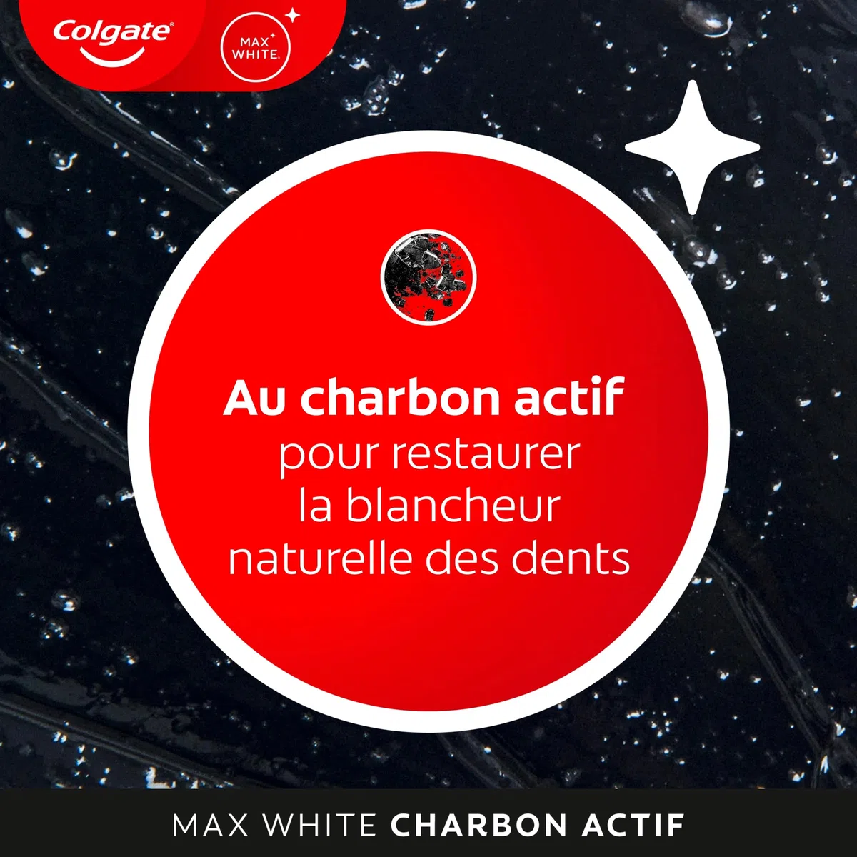 COLGATE - Dentifrice Blanchissant MAX WHITE | Dentifrice au Charbon Actif | Dentifrice Blanchissant | 99 % d'ingrédients d'origine naturelle | Dentifrice COLGATE Lot de 4 x 75ml