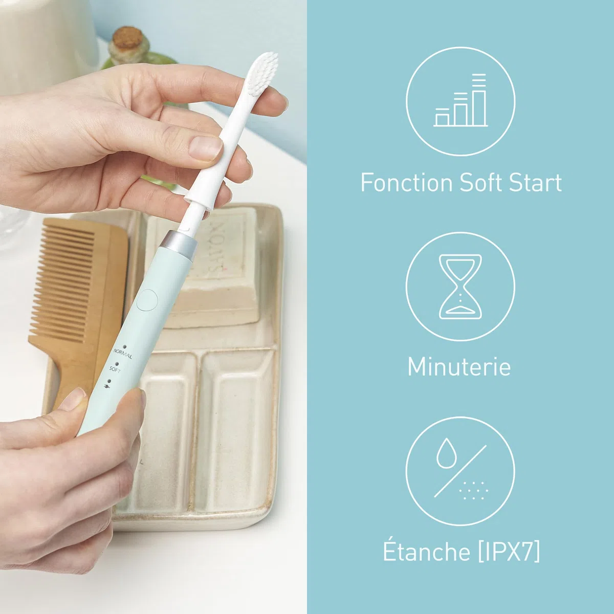 Panasonic EW-DM81-G503 Brosse à dents électrique, 2 têtes incluses, minuteur, 2 modes de fonctionnement, design ergonomique, 31 000 mouvements par minute, vibrations sonores, vert