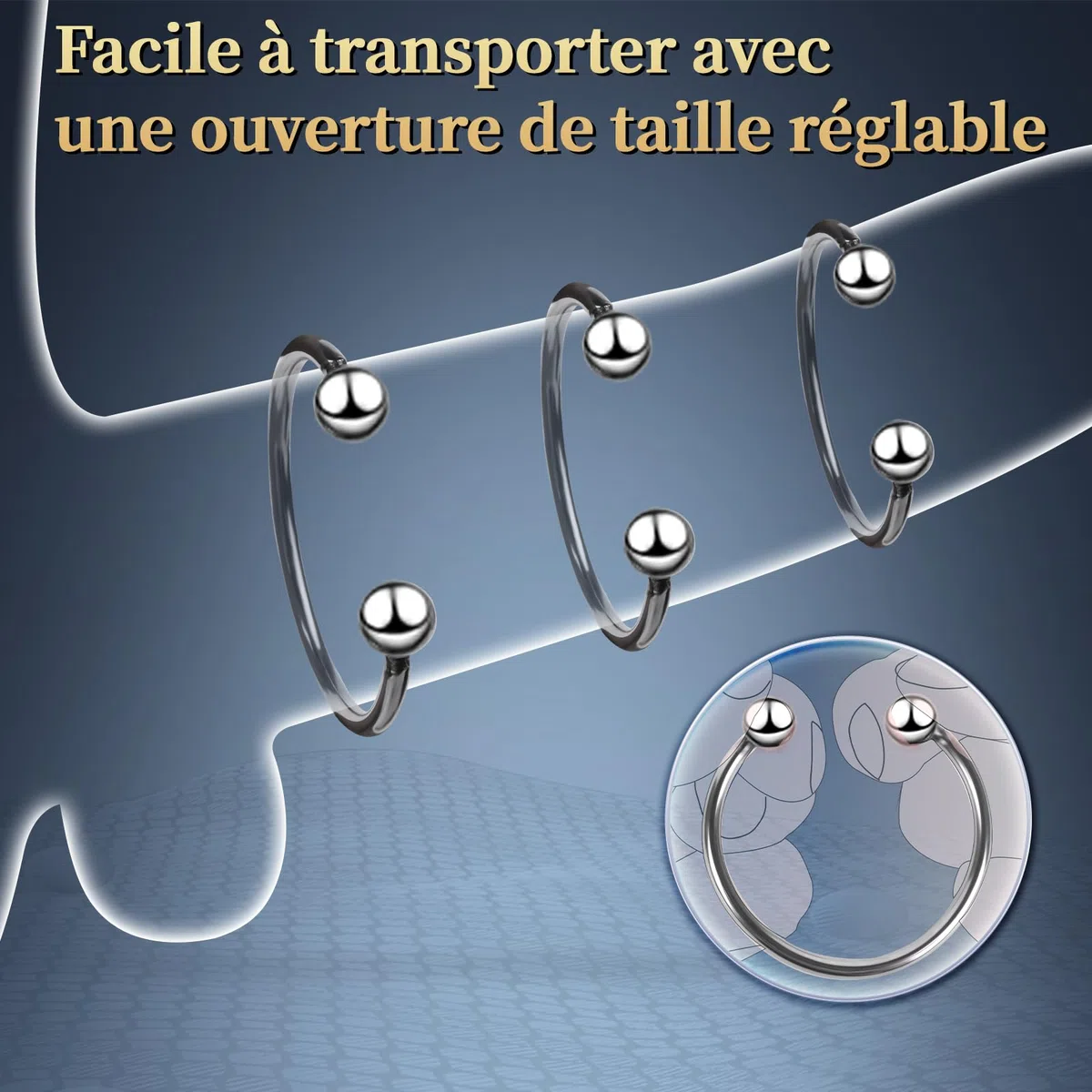Cage de Chasteté Pénis Sex Toýs homme, Bondage Jouet Sexuel avec 3 Anneaux de Taille Active, 3 Anneaux Péniens en Métal, 2 Clés, Jouets pour Adultes pour Exercices Péniens et Abstinence