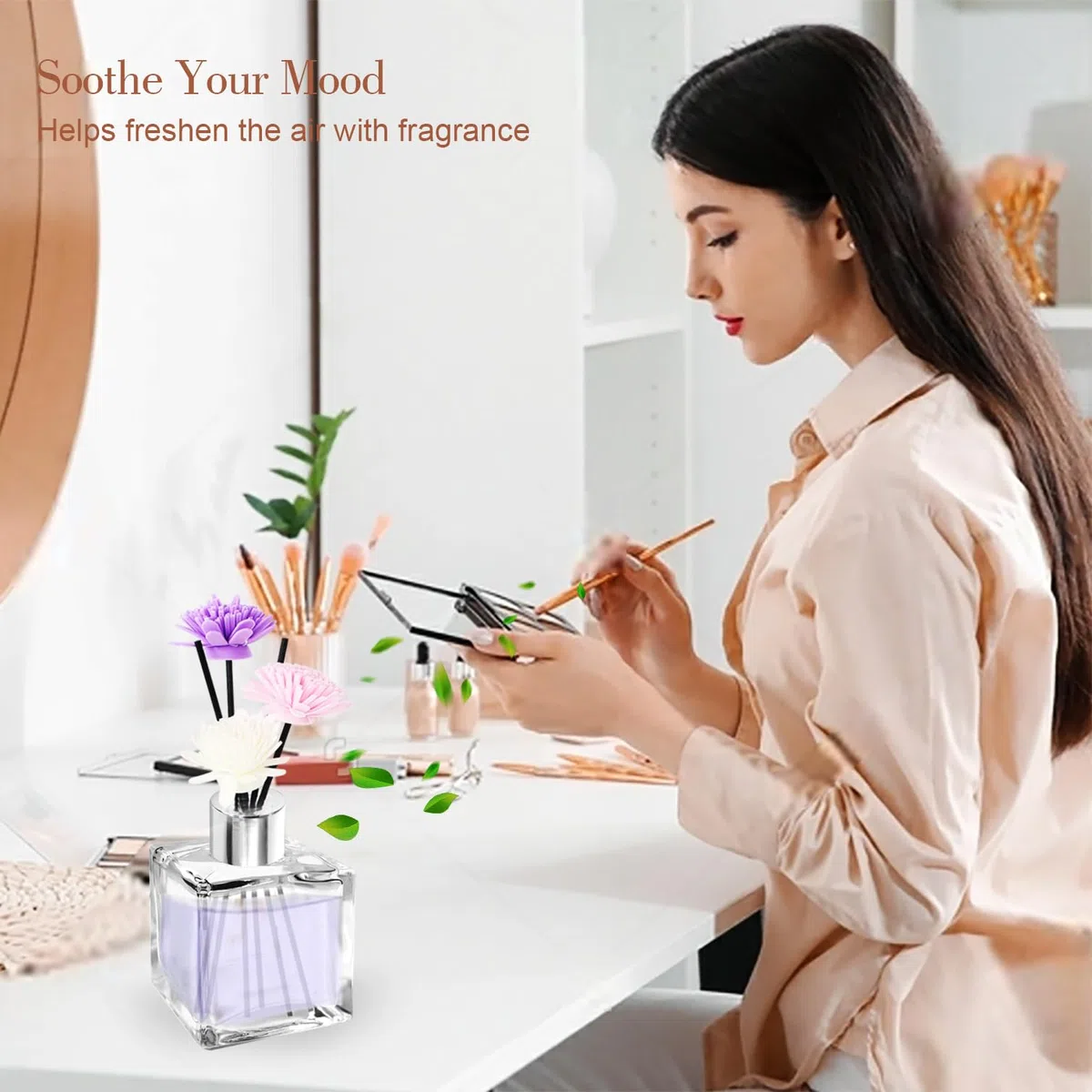 JSMTKJ Diffuseur Parfum Maison 4 Pcs Flacon Diffuseur en Verre Bouteille | Diffuseur Carré 50ml Diffuseur de Roseau pour Parfum Huile Essentielle Maison Chambre