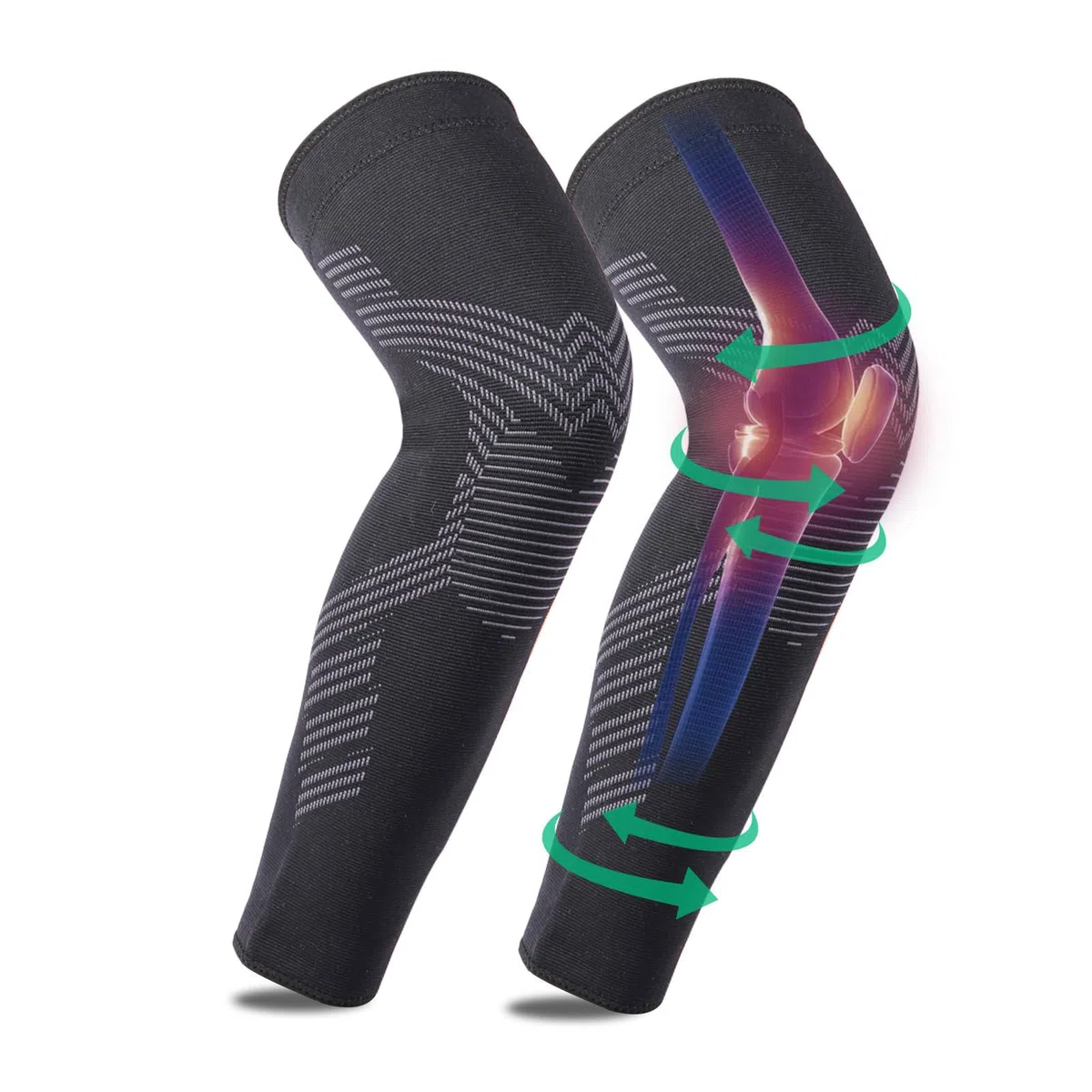 FOGOIN Maintien Compression Genouillère sport,Manchons de genou et jambe V2,Genouillere Arthrose Genou Genouillères pour Femmes/Hommes,Soutenir les douleurs articulaires,les dommages au ligament
