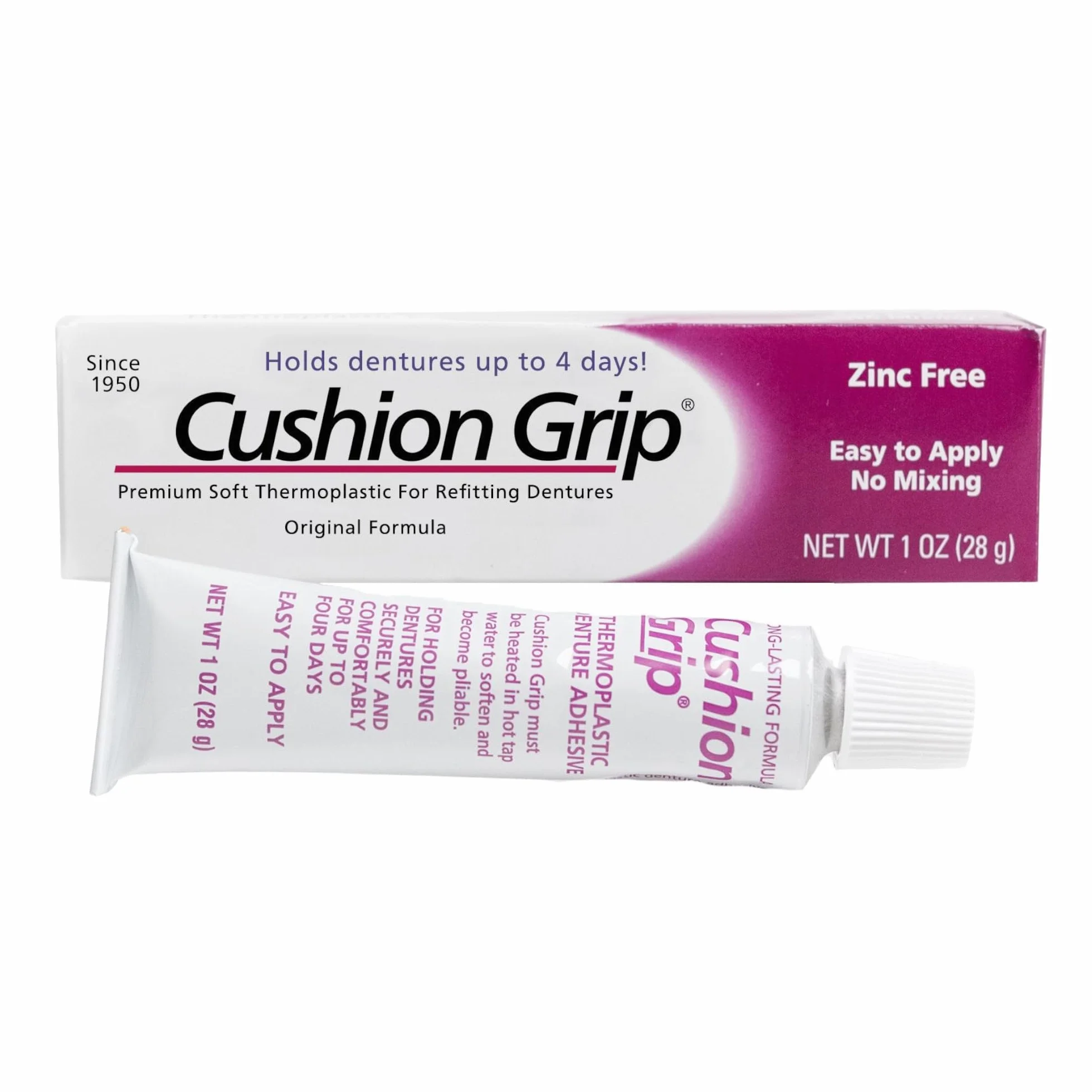 Cushion Grip - Adhésif souple pour prothèses dentaires en thermoplastique souple et pliable pour le remontage et le serrage 1 oz (28 grammes)