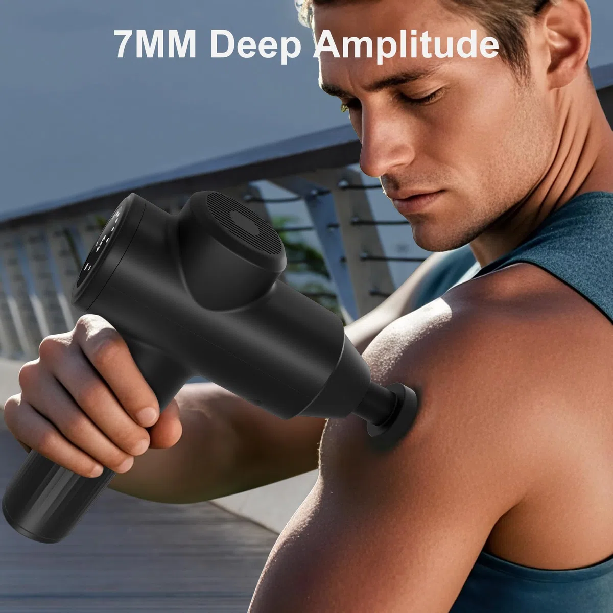 Mebak 7 Pistolet de Massage, Massage Gun, Pistolet Massage Musculaire, 5 Réglages de Vitesse & 4 têtes de Massage,Charge USB-C, Idéal Comme Cadeau d'anniversaire pour Femme et Homme