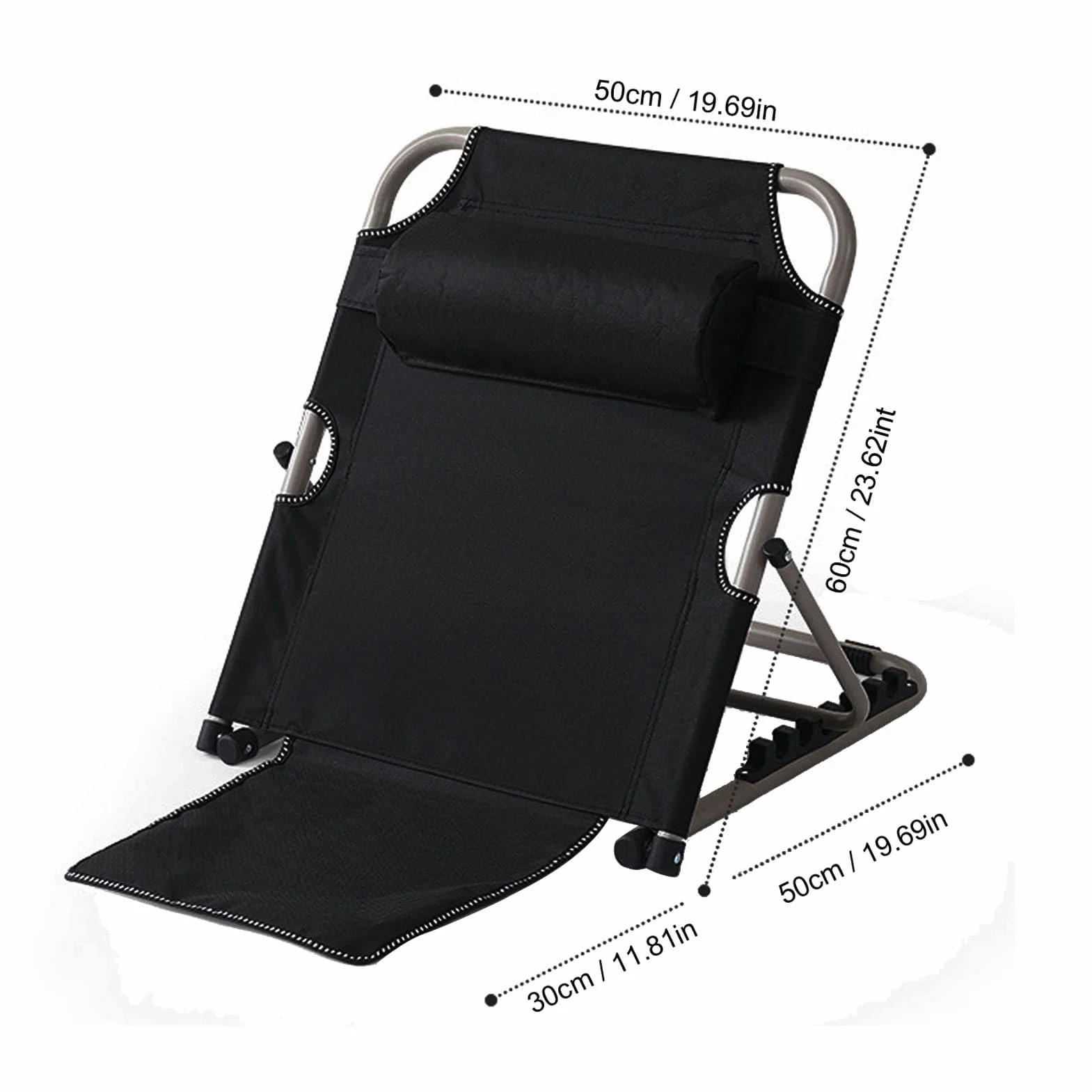 ZJchao Dossier de Levage de Puissance Réglable Dossier de Lit de Repos Pliant Portable Repos avec Un Réglage de l'angle à 6 Positions et Une Base Non Glissante pour Les Soins à (Black)